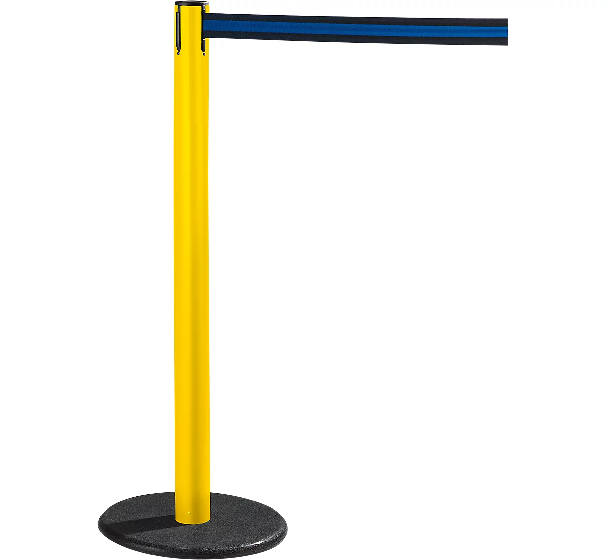 Poste de cinta RS-GUIDESYSTEMS® GLA 28, amarillo, cinta negro/azul