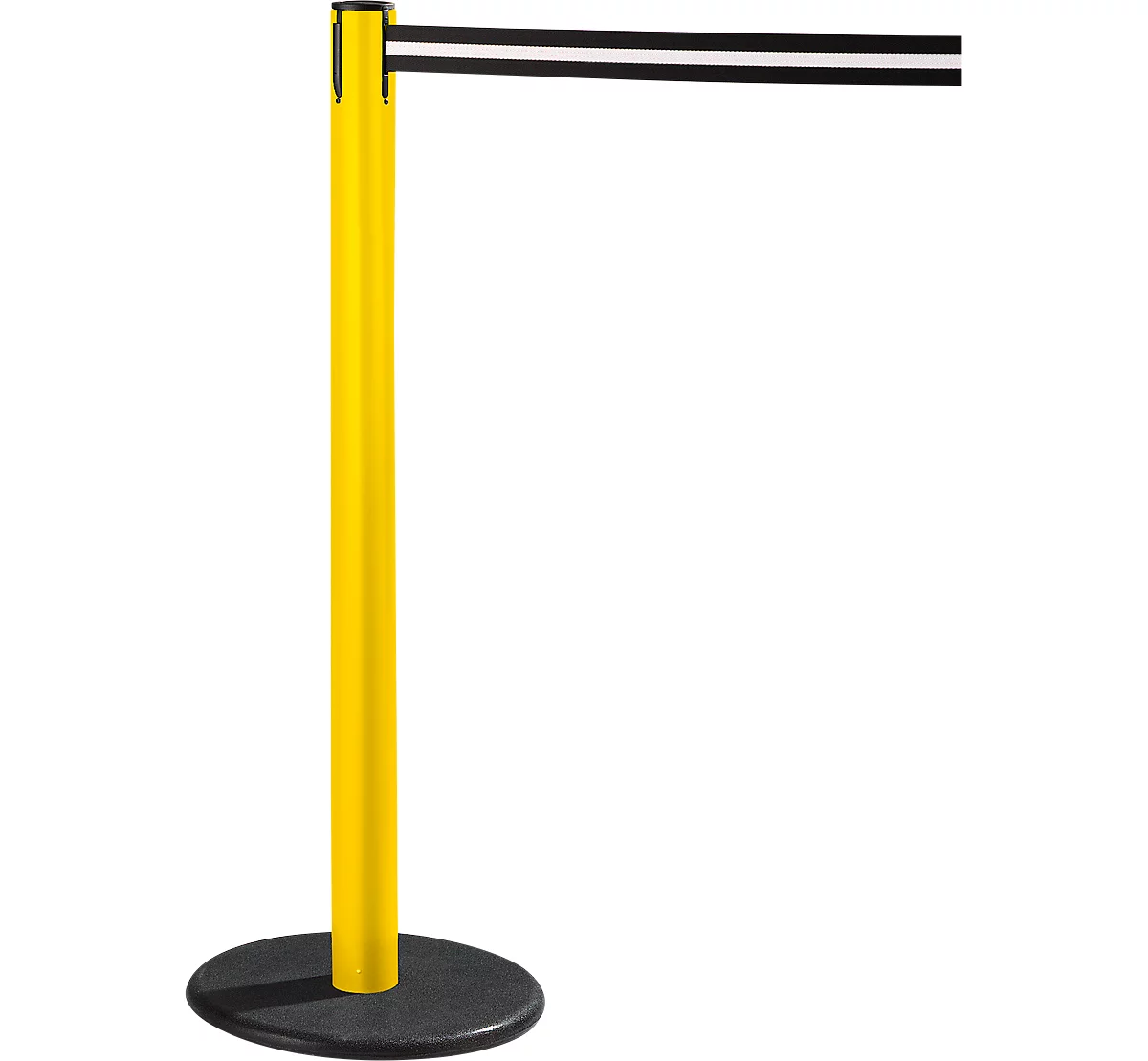 Poste de cinta RS-GUIDESYSTEMS® GLA 28, amarillo, cinta negro/blanco