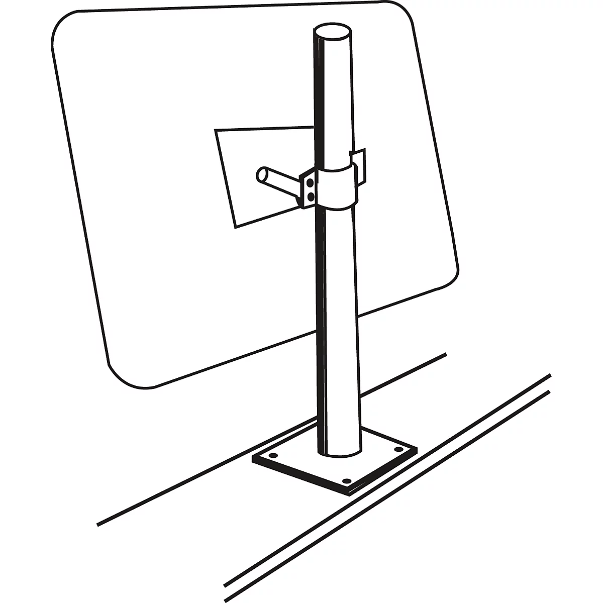 Poste de muro, para tamaño de espejo 3, Al 1200 mm