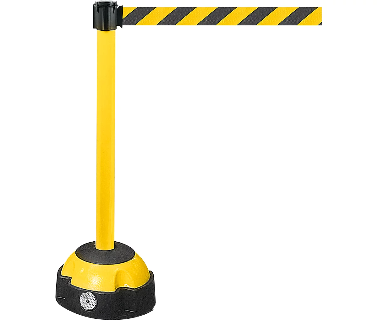 Poste de señalización con cinta, amarillo, cinta negro/amarillo
