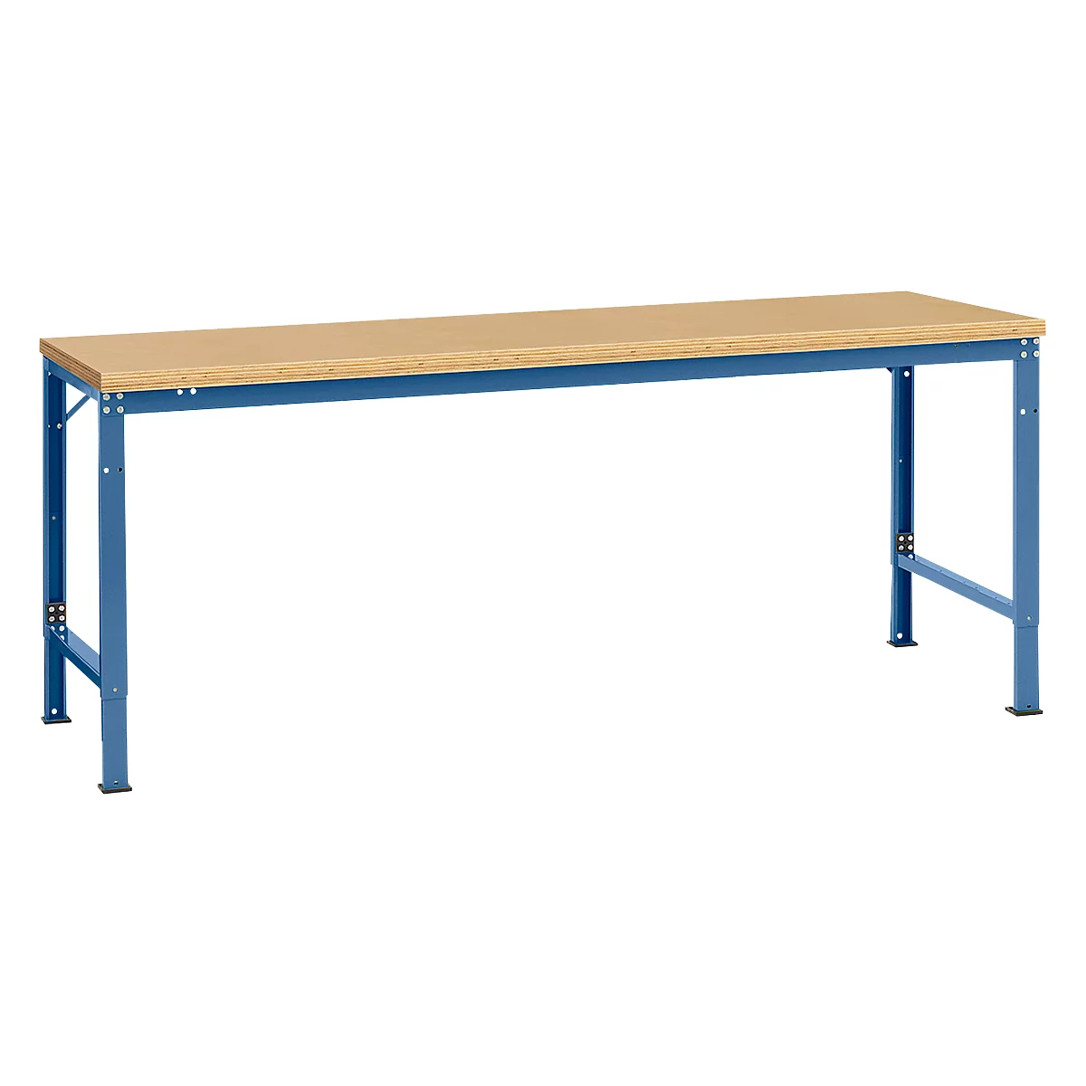 Poste de travail modulaire UNIVERSAL Spezial Manuflex, 2000 x 1000 mm, multiplex nature, bleu brillant