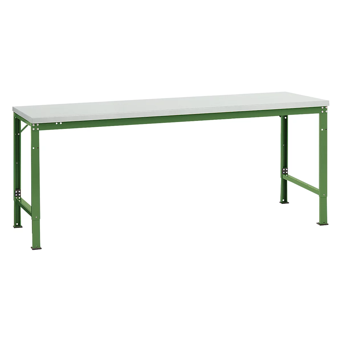 Poste de travail modulaire UNIVERSAL Spezial Manuflex, 2000 x 1000 mm, plastique gris clair, vert réséda