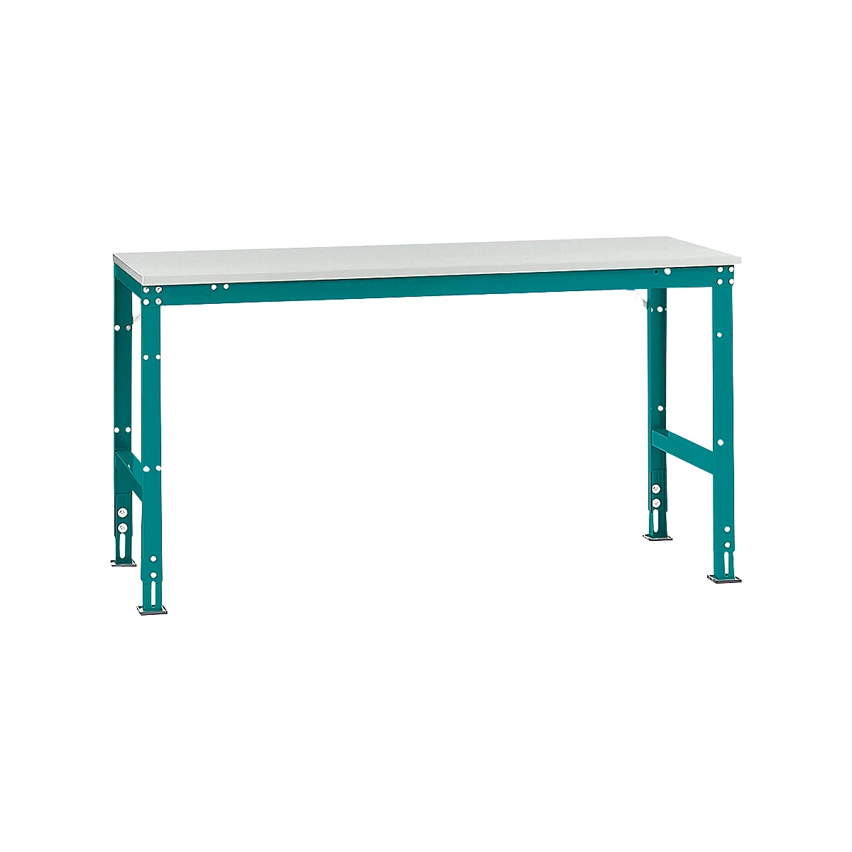 Poste de travail modulaire UNIVERSAL Standard Manuflex, plateau mélaminé, 1750 x 800, turquoise