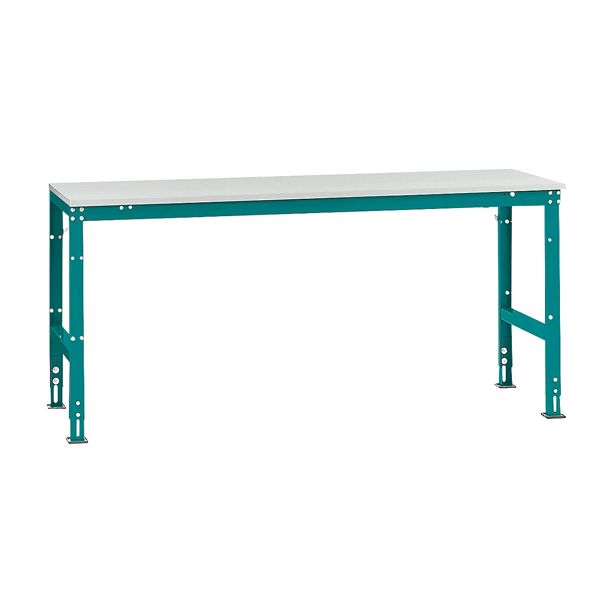 Poste de travail modulaire UNIVERSAL Standard Manuflex, plateau mélaminé, 2000 x 800, turquoise