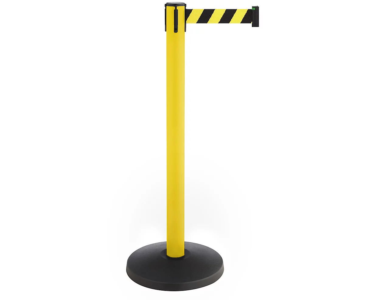 Poste delimitador con cinta, juego de 2, amarillo, cinta negro/amarillo