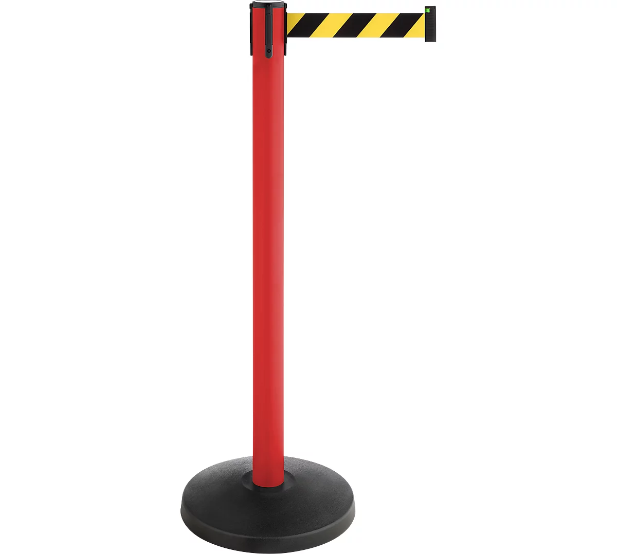 Poste delimitador con cinta, juego de 2, rojo, cinta negro/amarillo