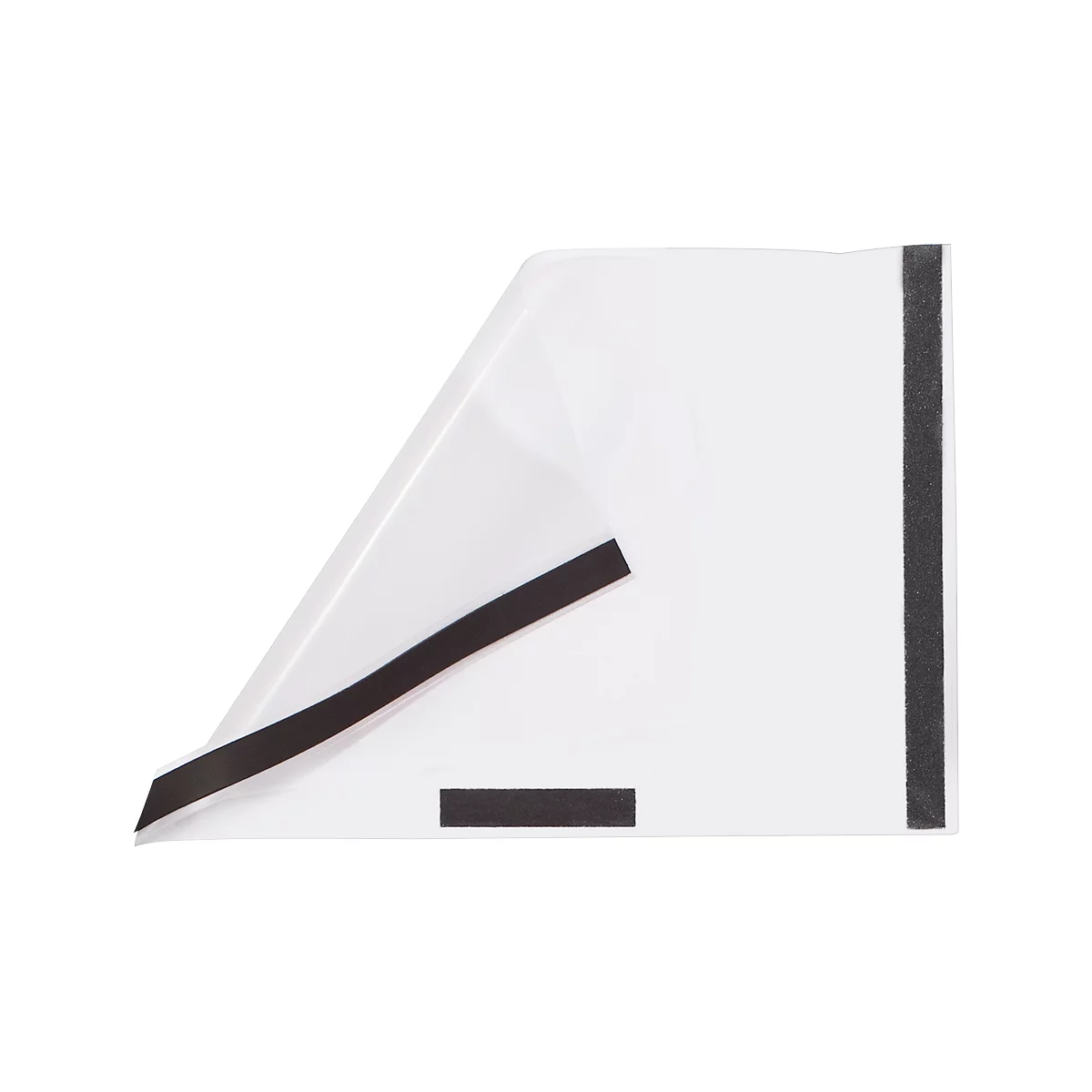 White sheet with black velcro closures, partially rolled up.