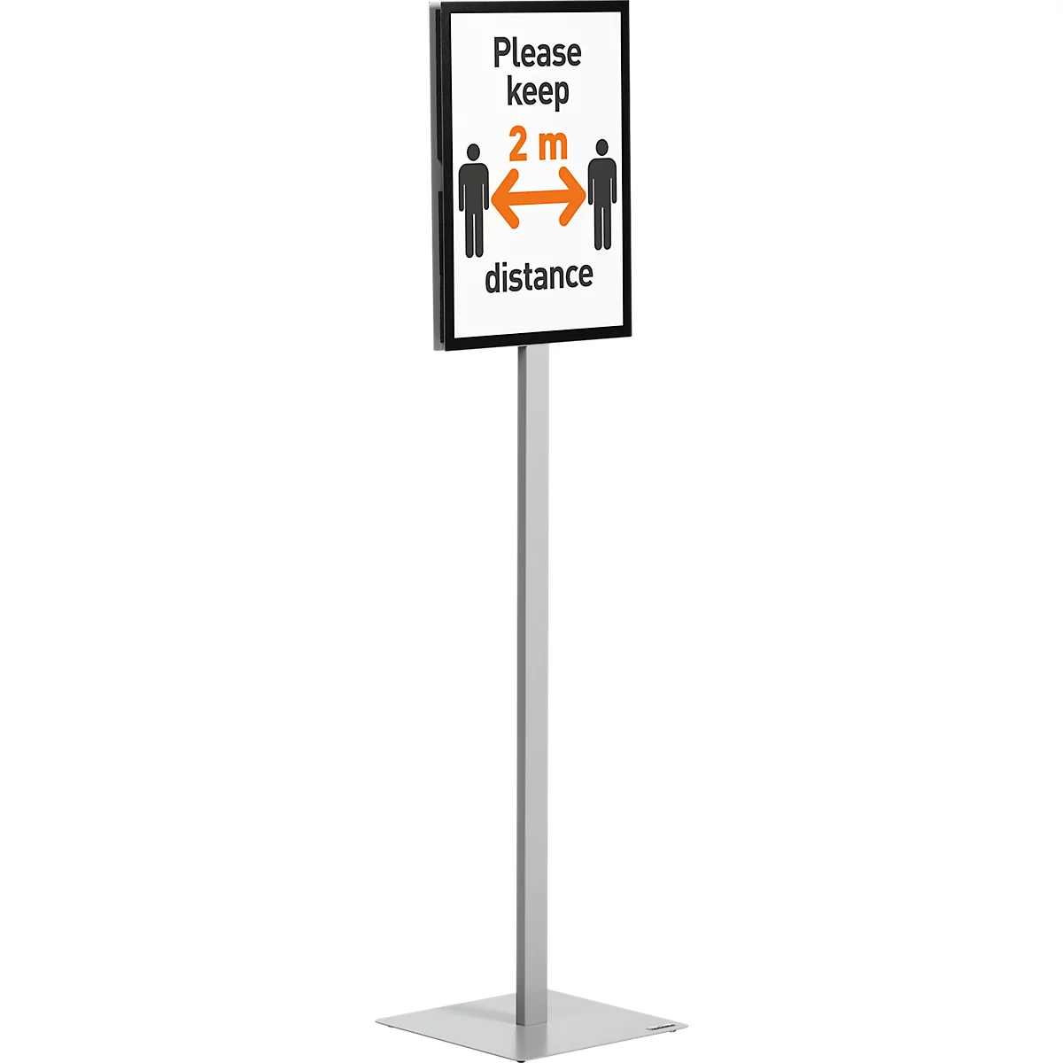 Posterstandaard Duurzame infostandaard Basic, A3 staand en liggend formaat, aan beide zijden leesbaar, 2 DURAFRAME® MAGNETIC infoframes, incl. bevestigingsset, metaal