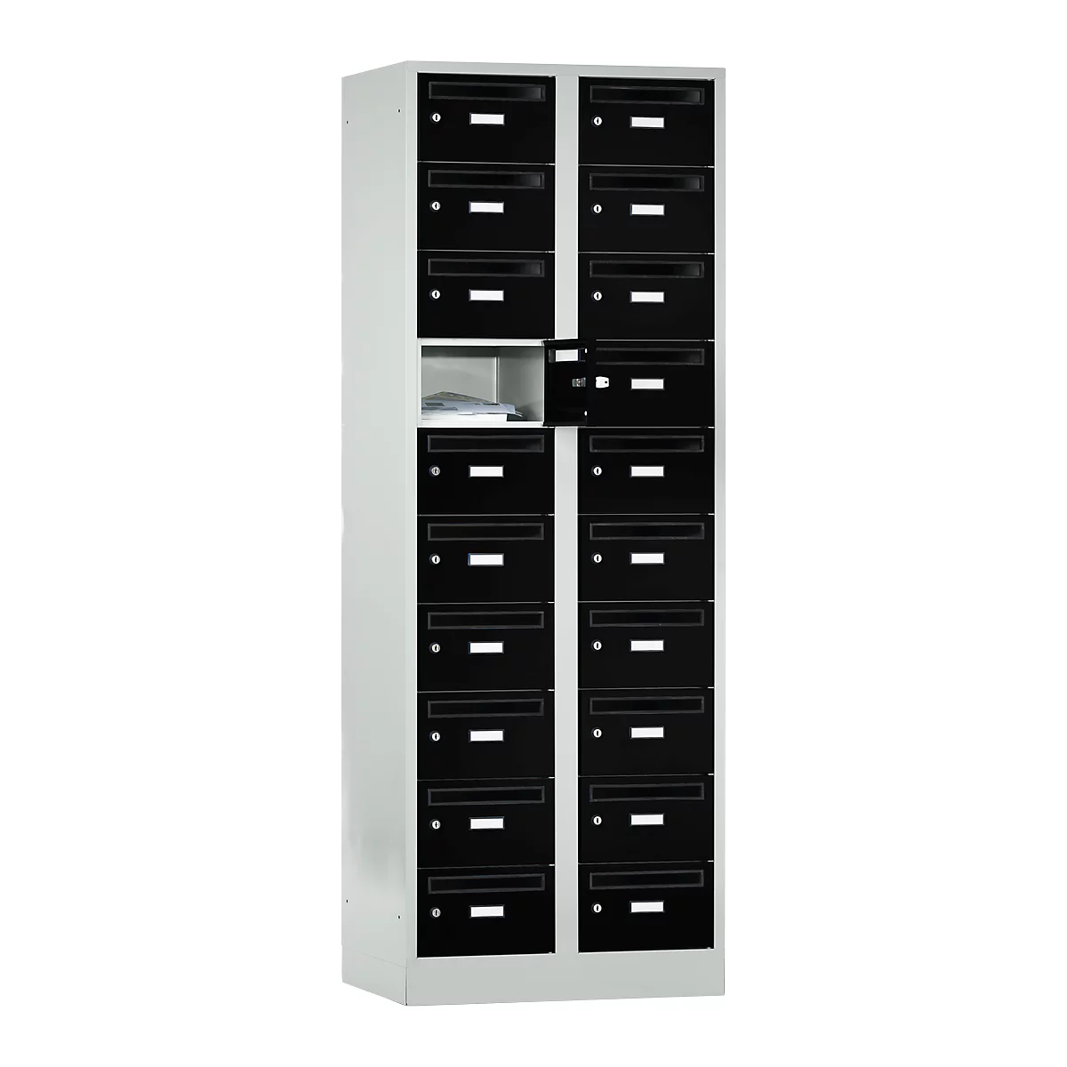 Postverdeelkast, met inwerpgleuf, 2 compartimenten, veiligheidscilinderslot, diepzwart