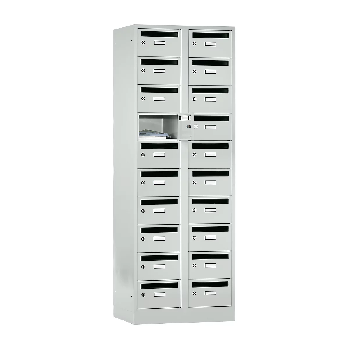 Postverdeelkast, met inwerpgleuf, 2 compartimenten, veiligheidscilinderslot, lichtgrijs