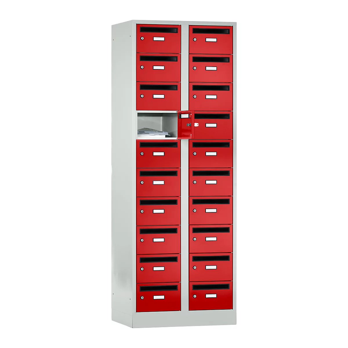 Postverdeelkast, met inwerpgleuf, 2 compartimenten, veiligheidscilinderslot, vuurrood