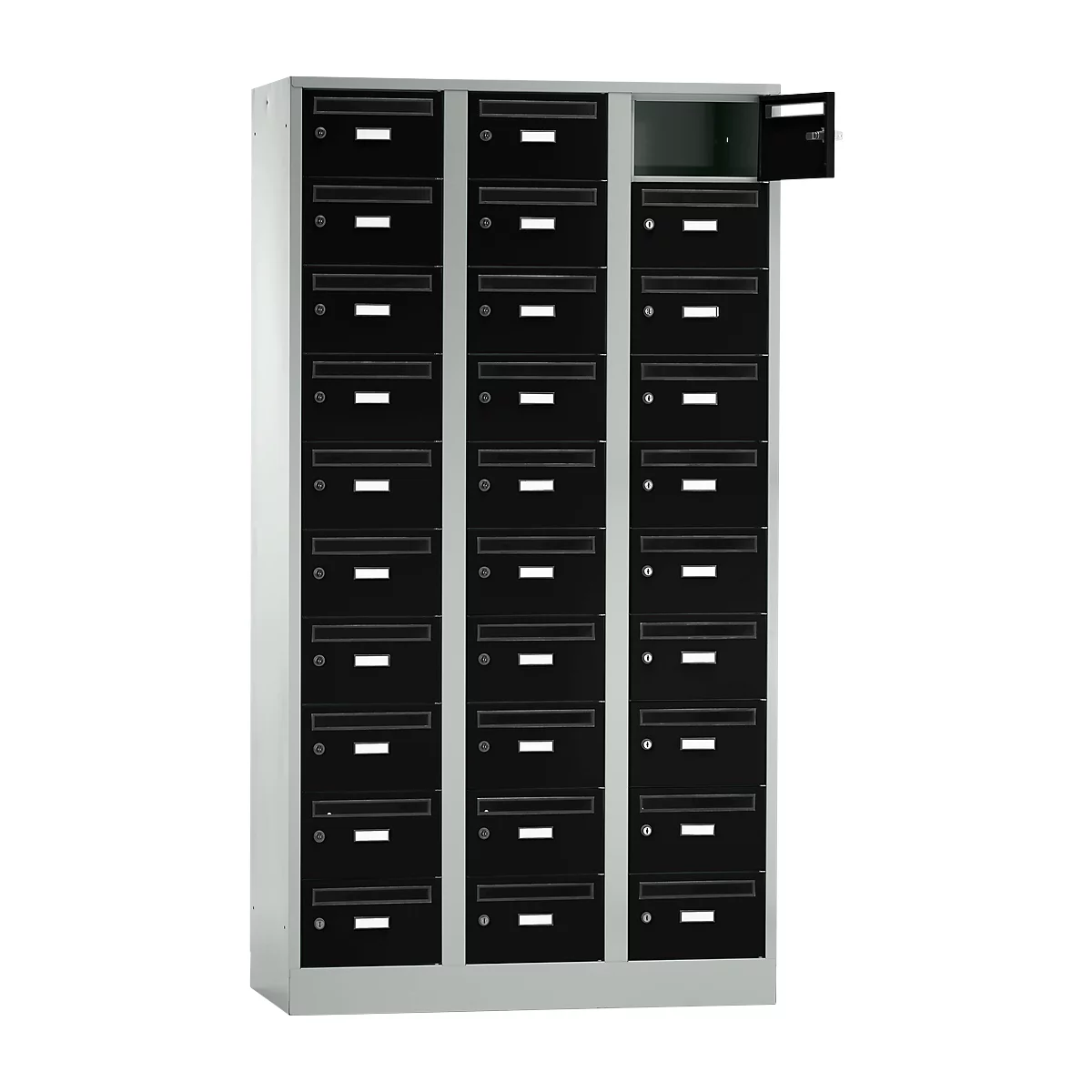 Postverdeelkast, met inwerpgleuf, 3 compartimenten, veiligheidscilinderslot, diepzwart