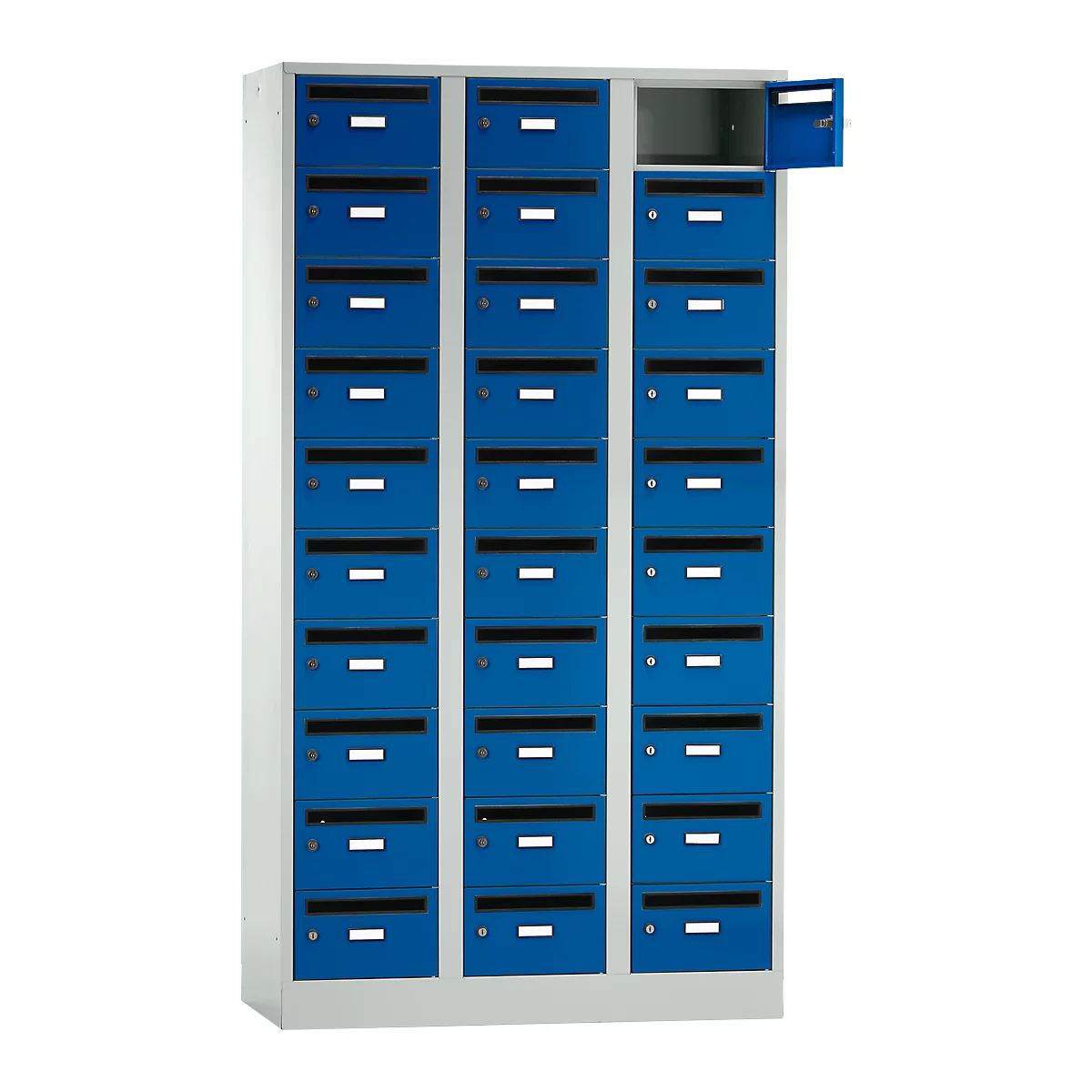 Postverdeelkast, met inwerpgleuf, 3 compartimenten, veiligheidscilinderslot, gentiaanblauw