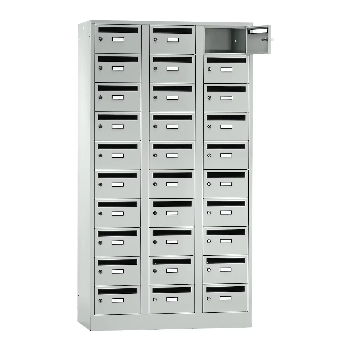 Postverdeelkast, met inwerpgleuf, 3 compartimenten, veiligheidscilinderslot, lichtgrijs