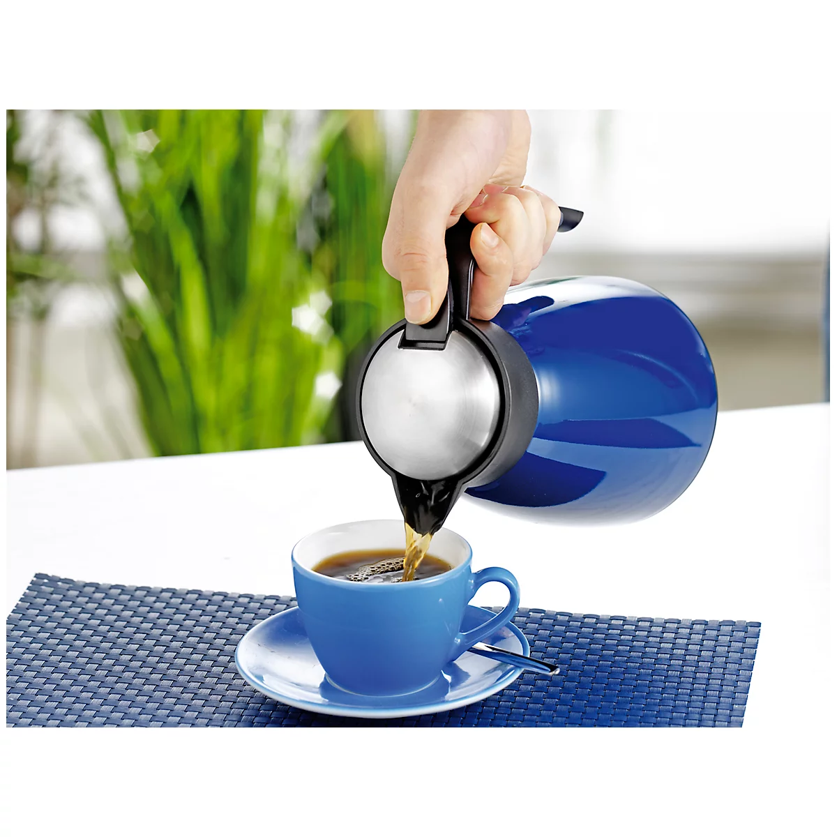 Pot à vide GLACE, à double paroi, capacité 1 l, acier inoxydable peint, bleu