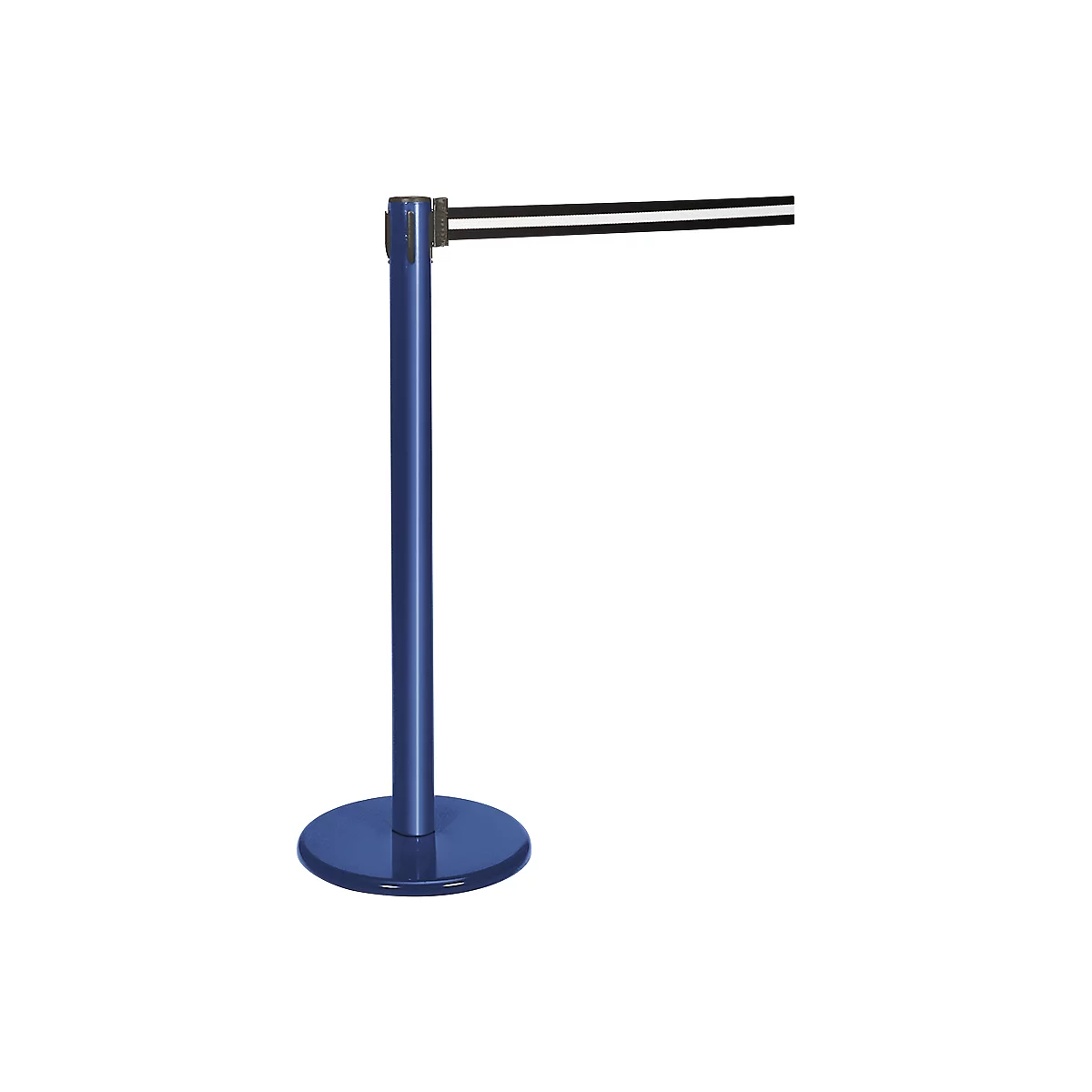 Poteau à sangle bleu, sangle noire/blanche