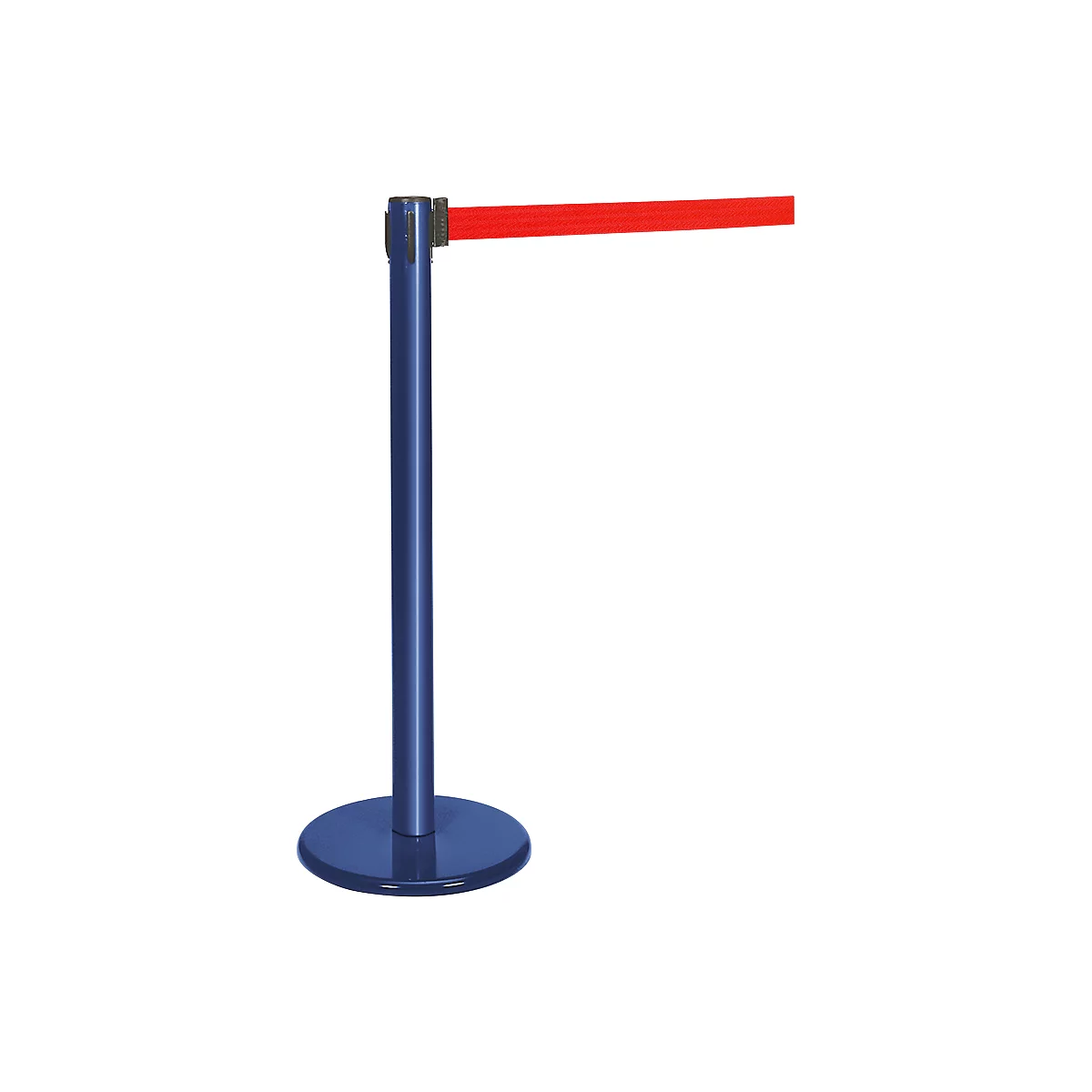 Poteau à sangle bleu, sangle rouge