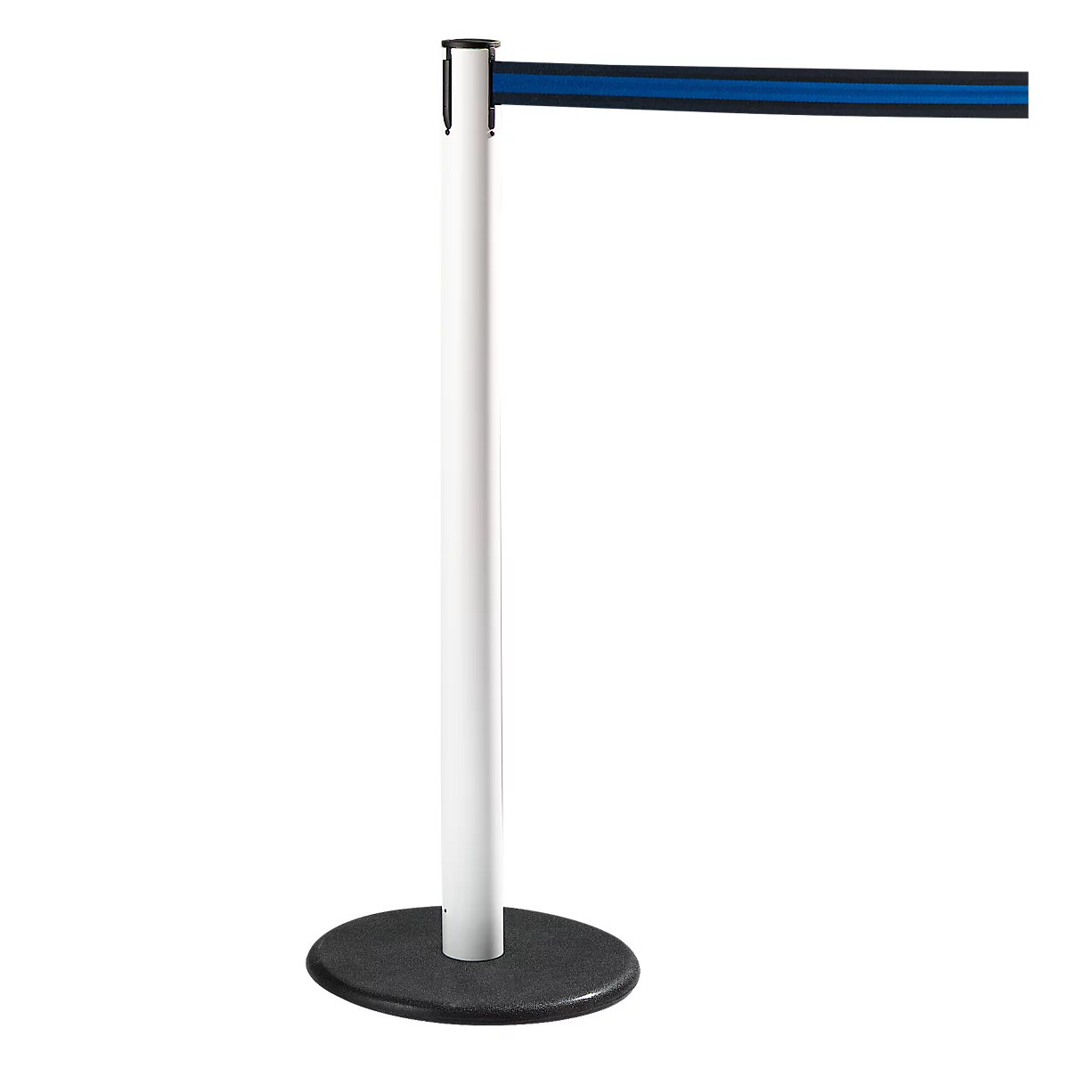 Poteau à sangle GLA 28 RS-GUIDESYSTEMS®, blanc, sangle noire/bleue
