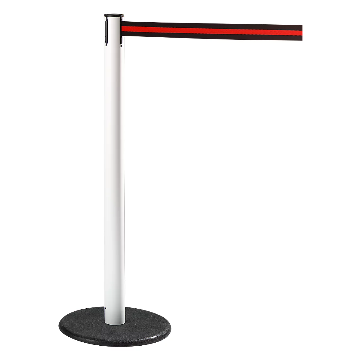 Poteau à sangle GLA 28 RS-GUIDESYSTEMS®, blanc, sangle noire/rouge