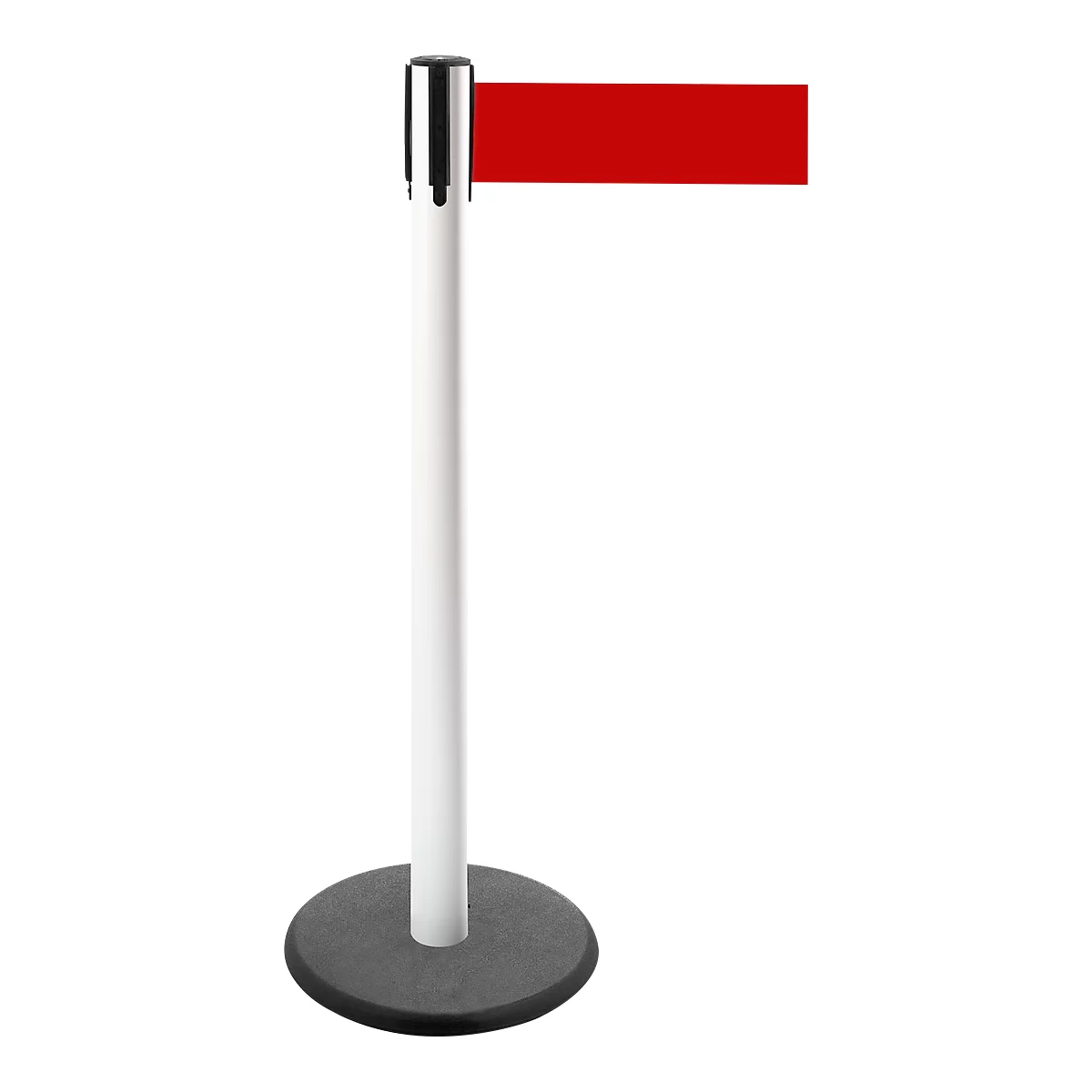 Poteau à sangle GLA 29, blanc, sangle rouge