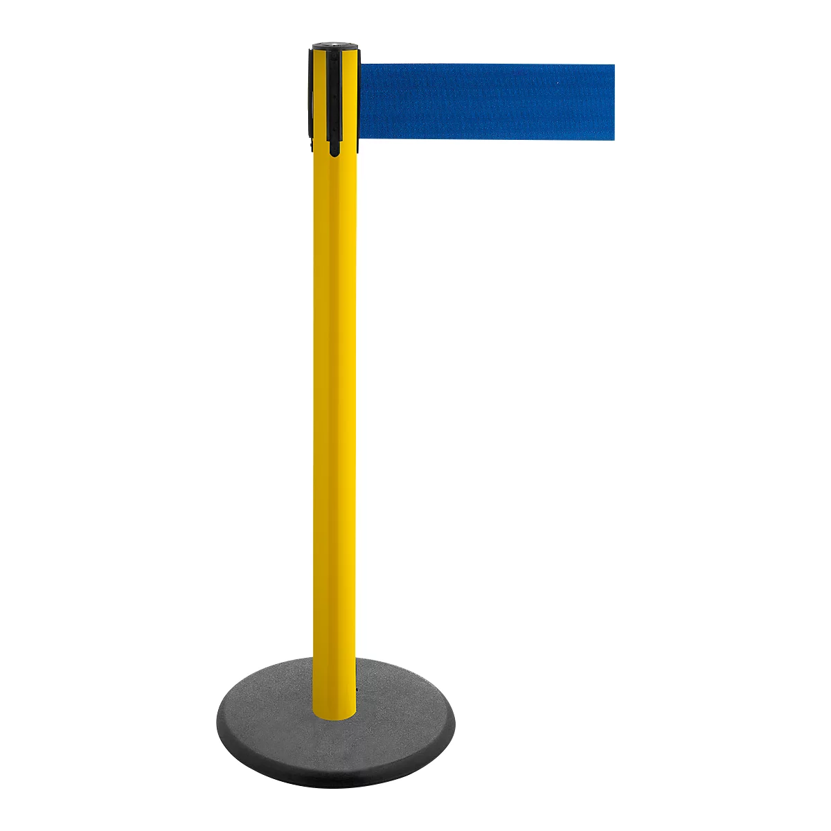 Poteau à sangle GLA 29, jaune, sangle bleue
