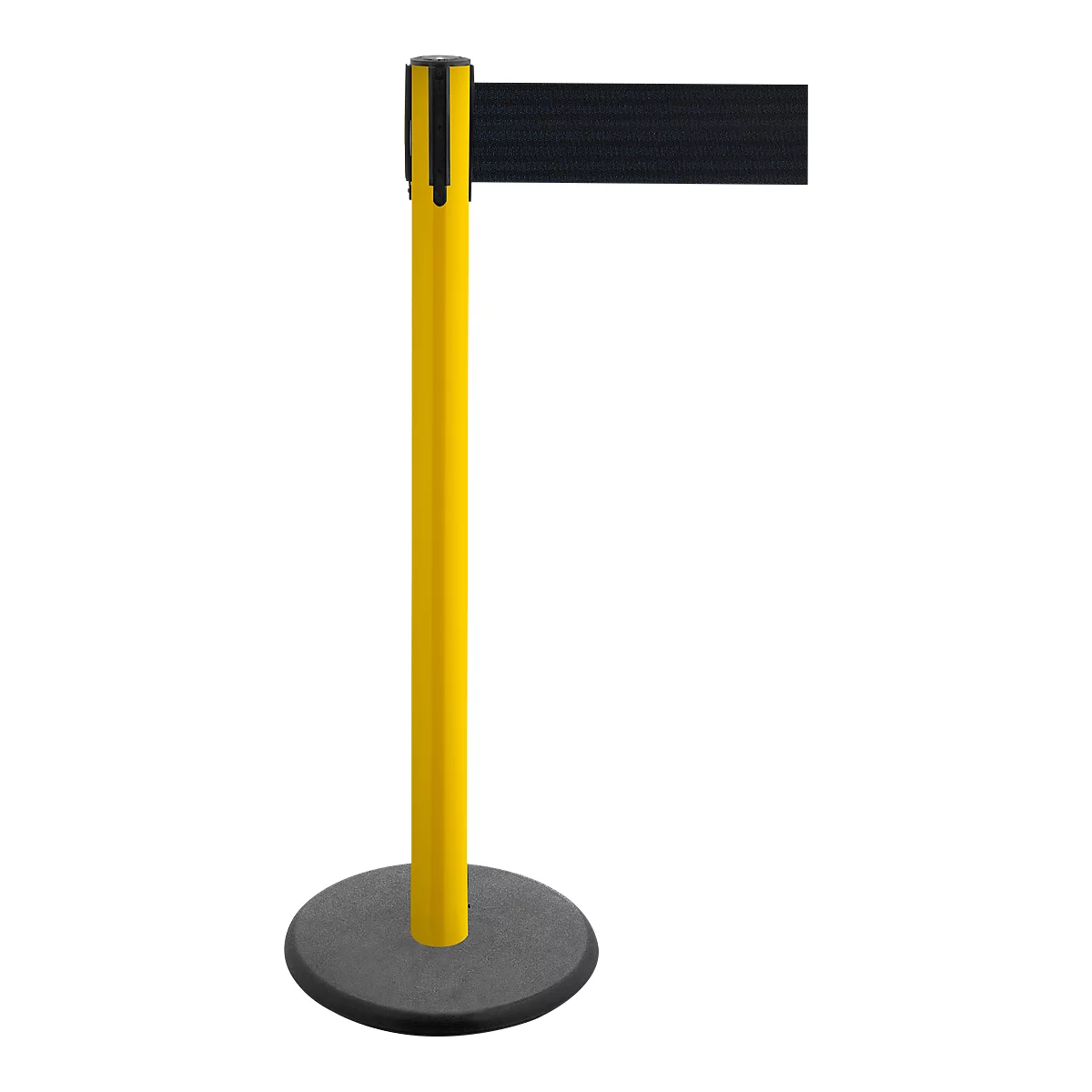 Poteau à sangle GLA 29, jaune, sangle noire