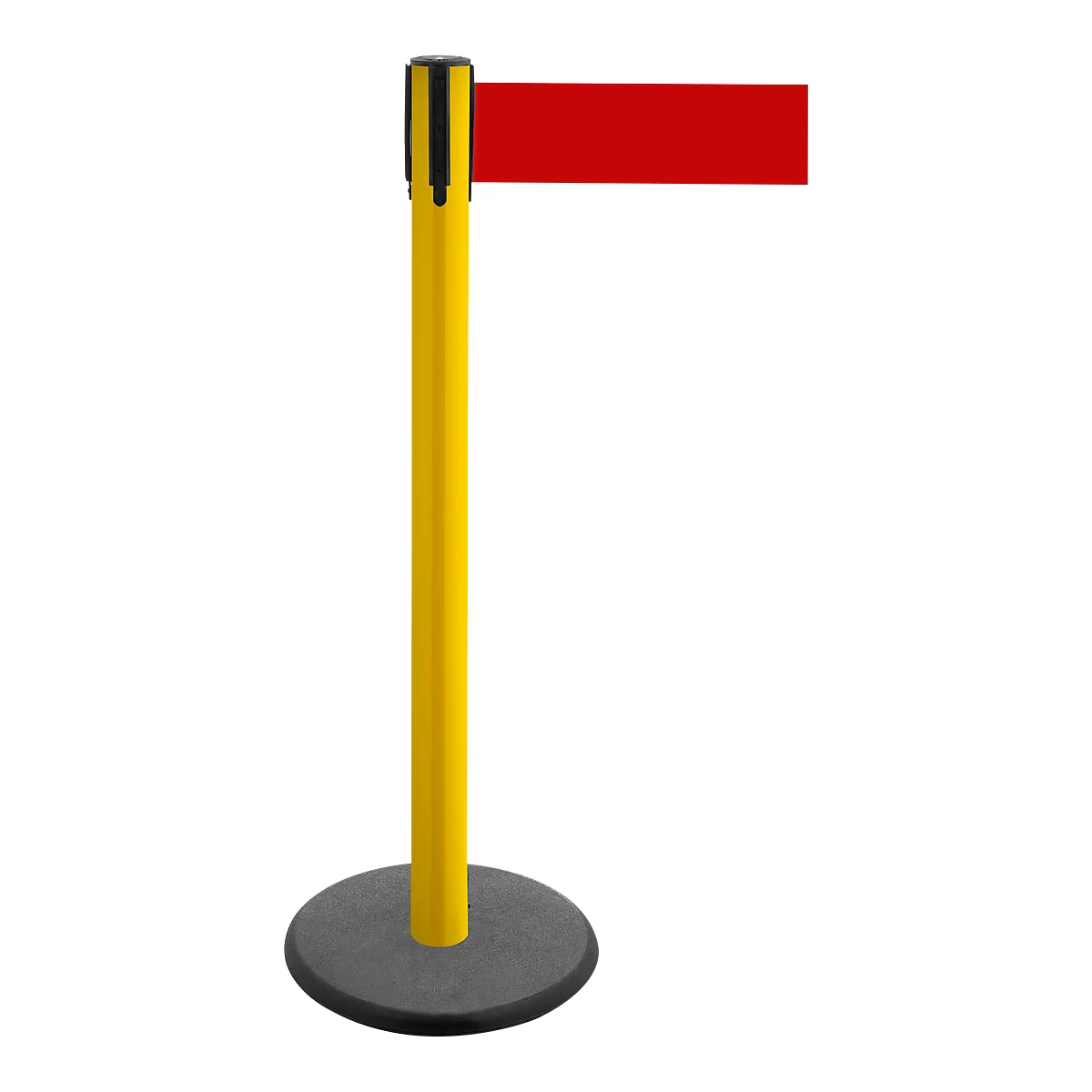Poteau à sangle GLA 29, jaune, sangle rouge