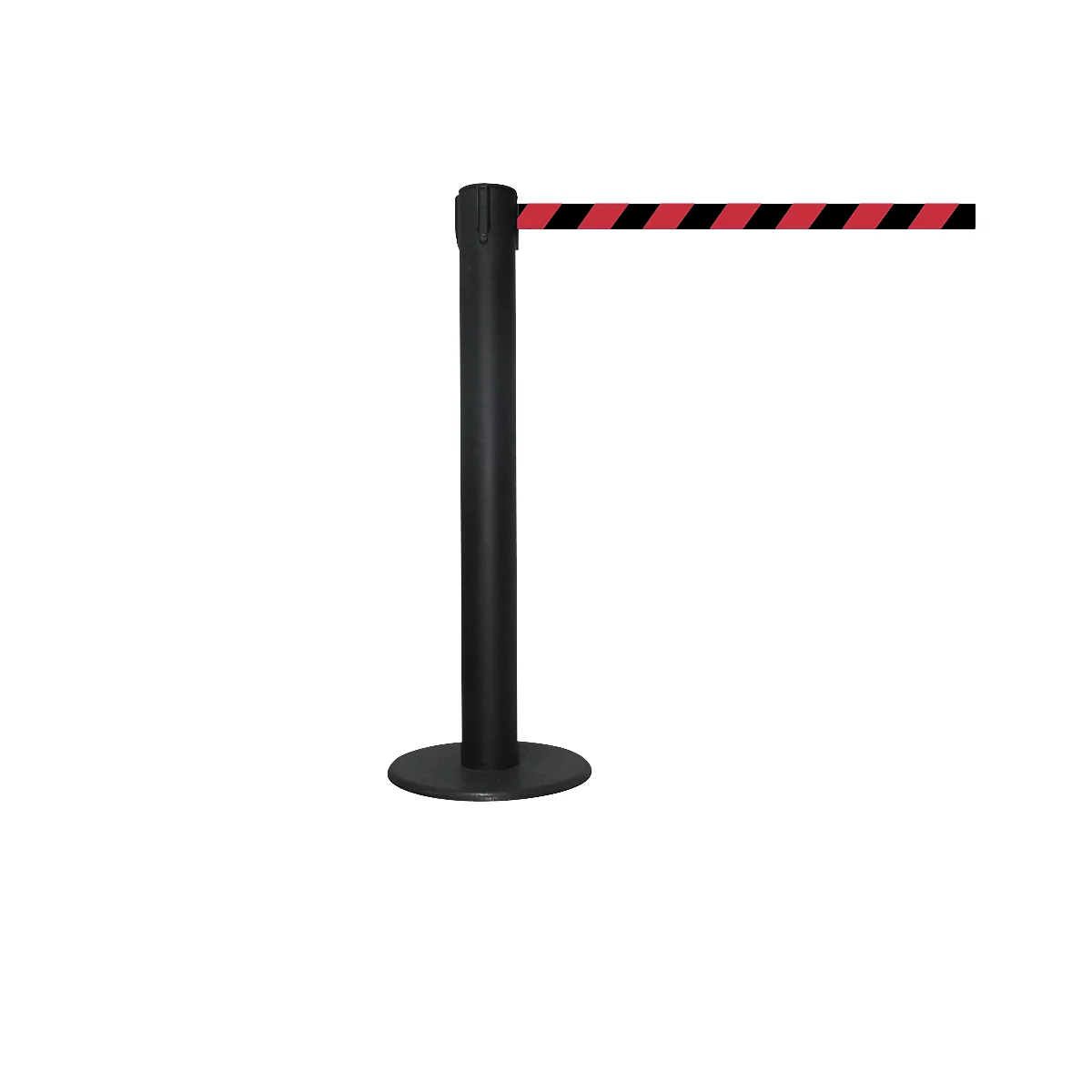 Poteau à sangle GLA 85- longueur de sangle jusqu'à 9 m - potelet en métal - sangle noire/rouge