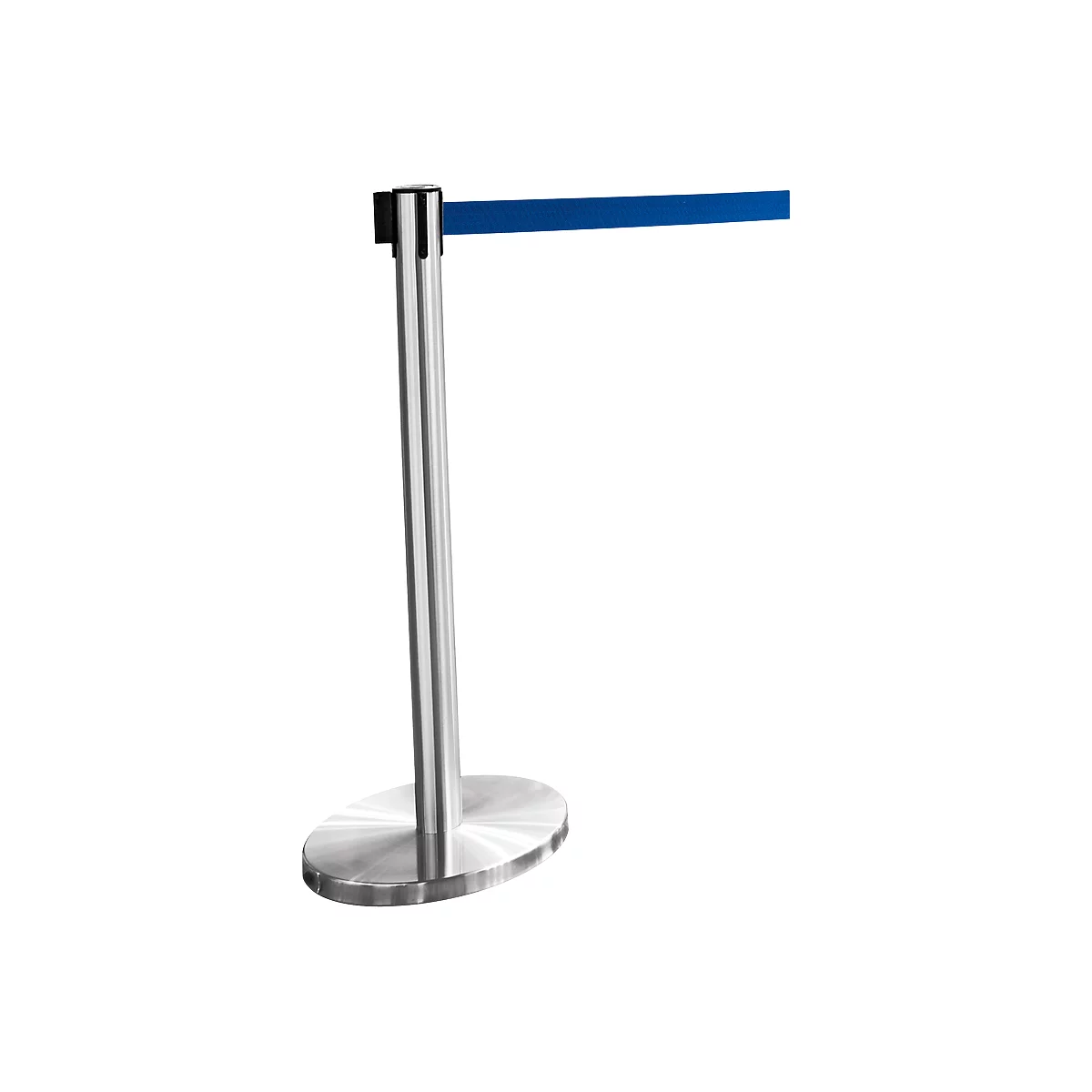Poteau à sangle inox, sangle bleue