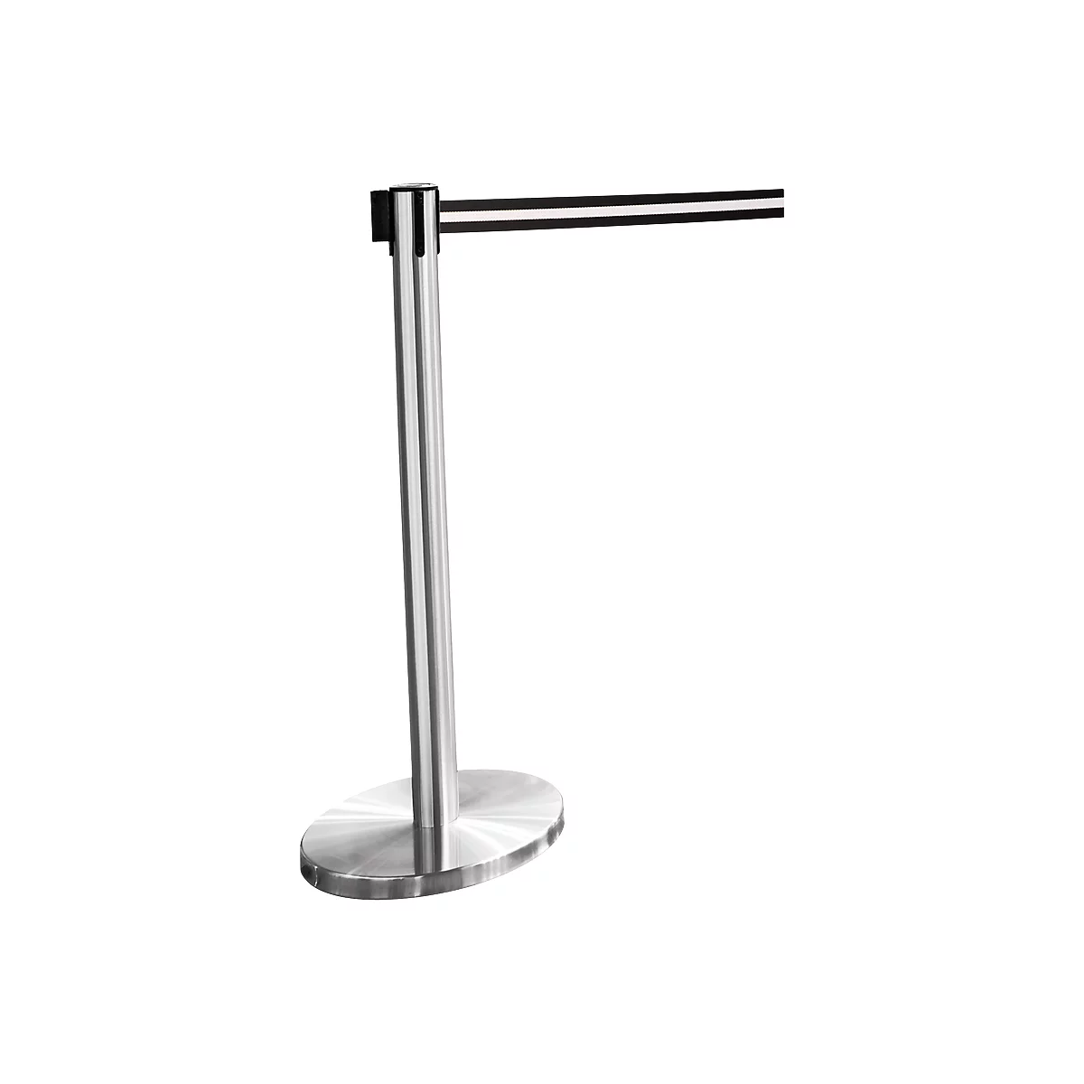 Poteau à sangle inox, sangle noire/blanche