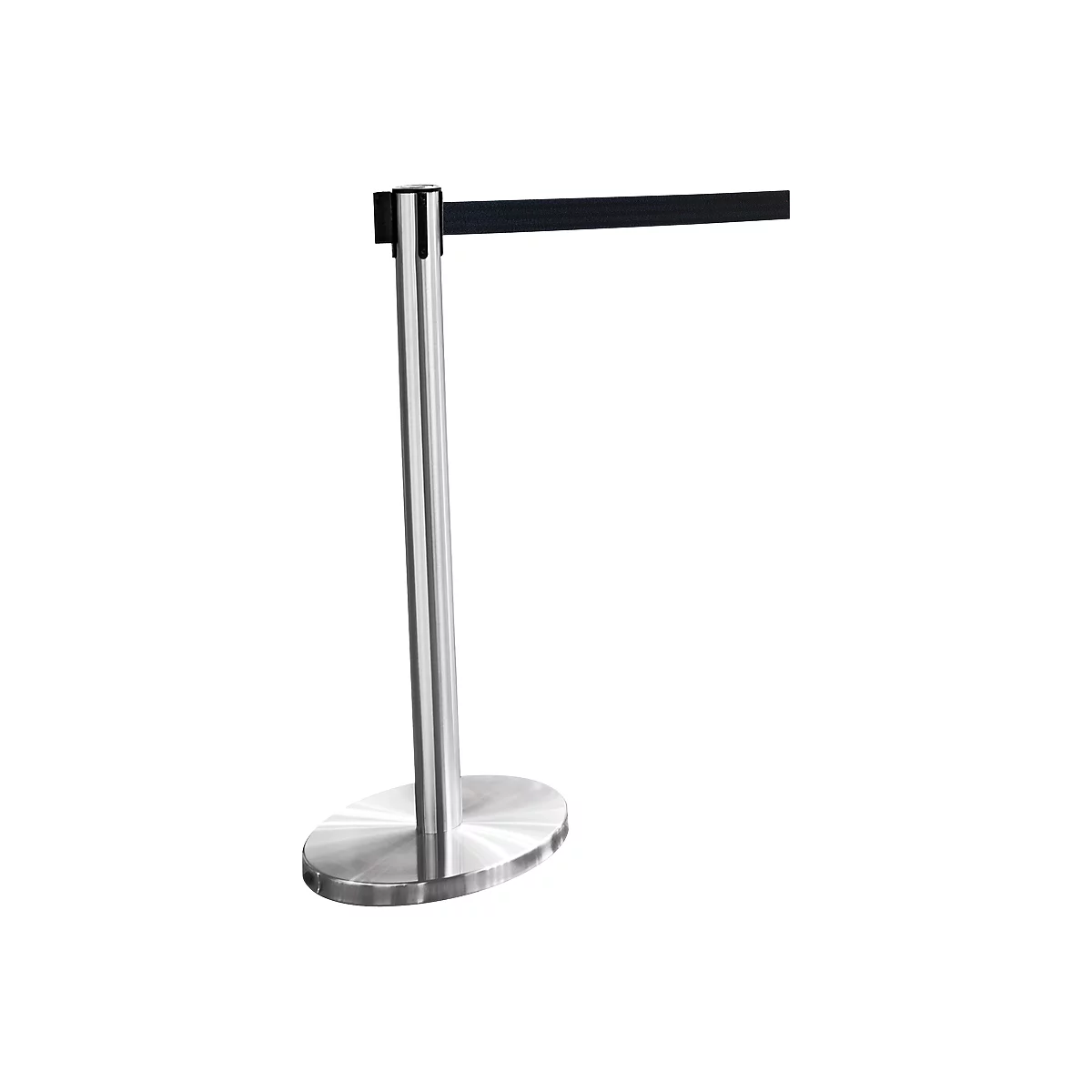 Poteau à sangle inox, sangle noire
