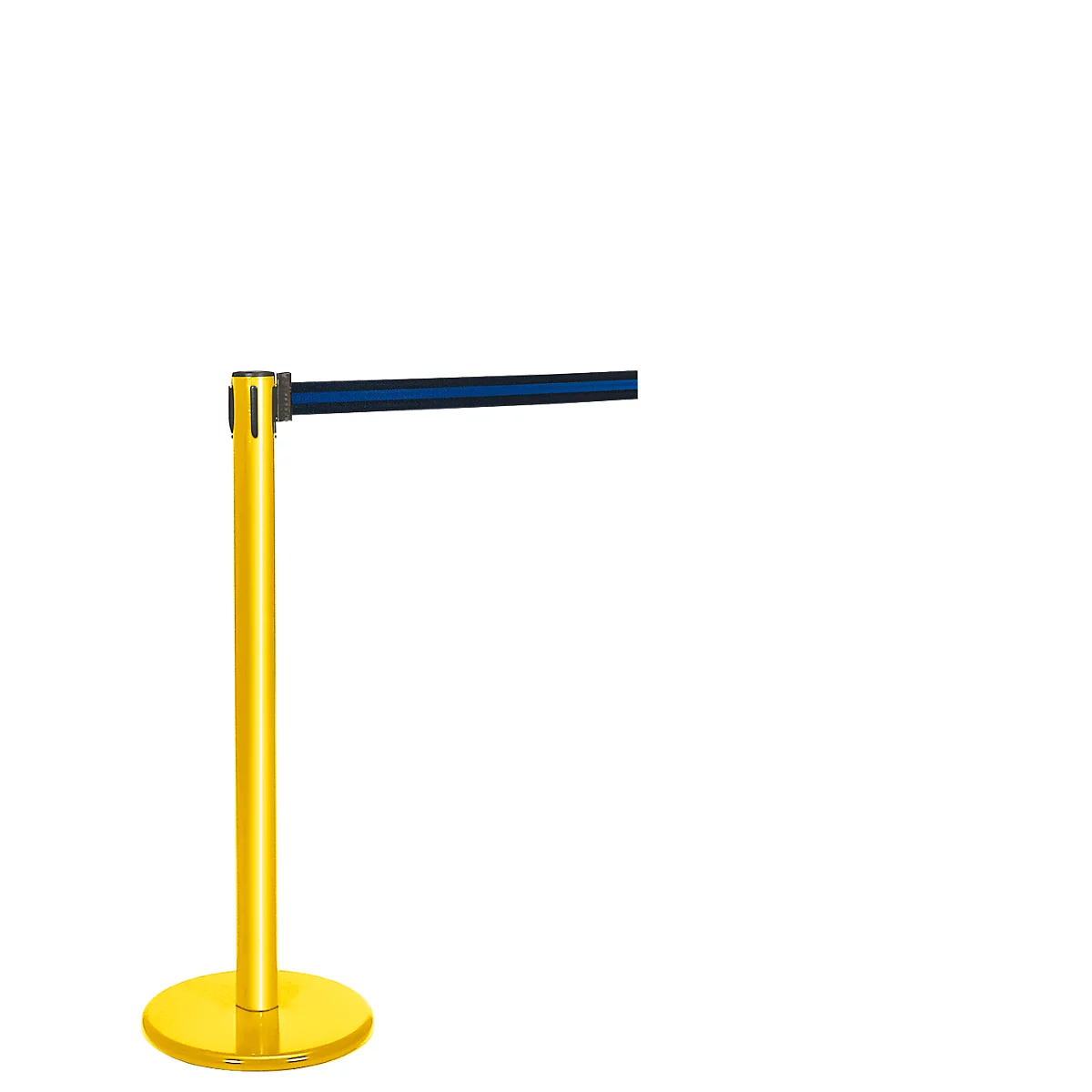 Poteau à sangle jaune, sangle noire/bleue