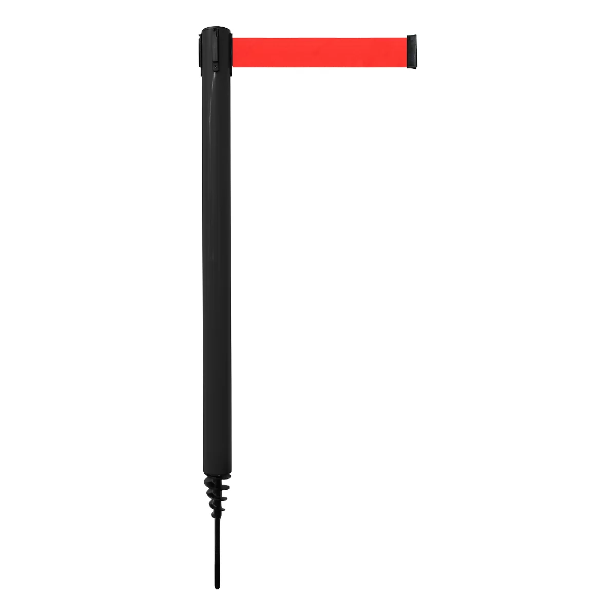 Poteau de balisage GLA 24, l. 350 x l. 350 x H 1250 mm, avec piquet de terre, sangle : 4 m, noir
