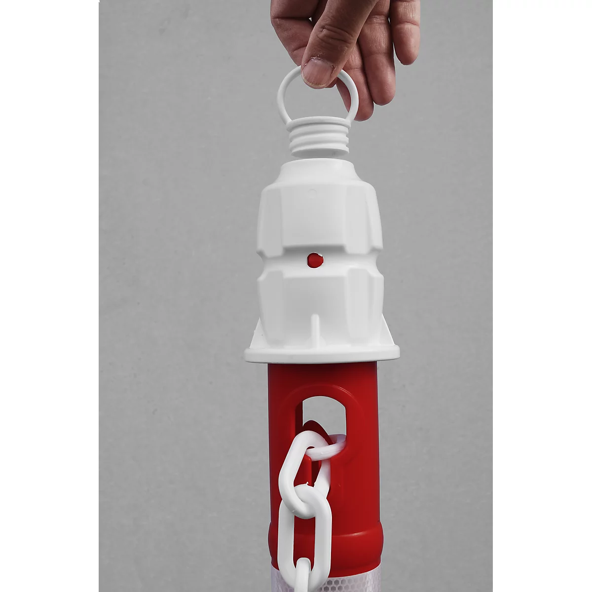 Potelets à chaîne - polypropylène - 4 potelets + 4 chaînes - rouge-blanc - set
