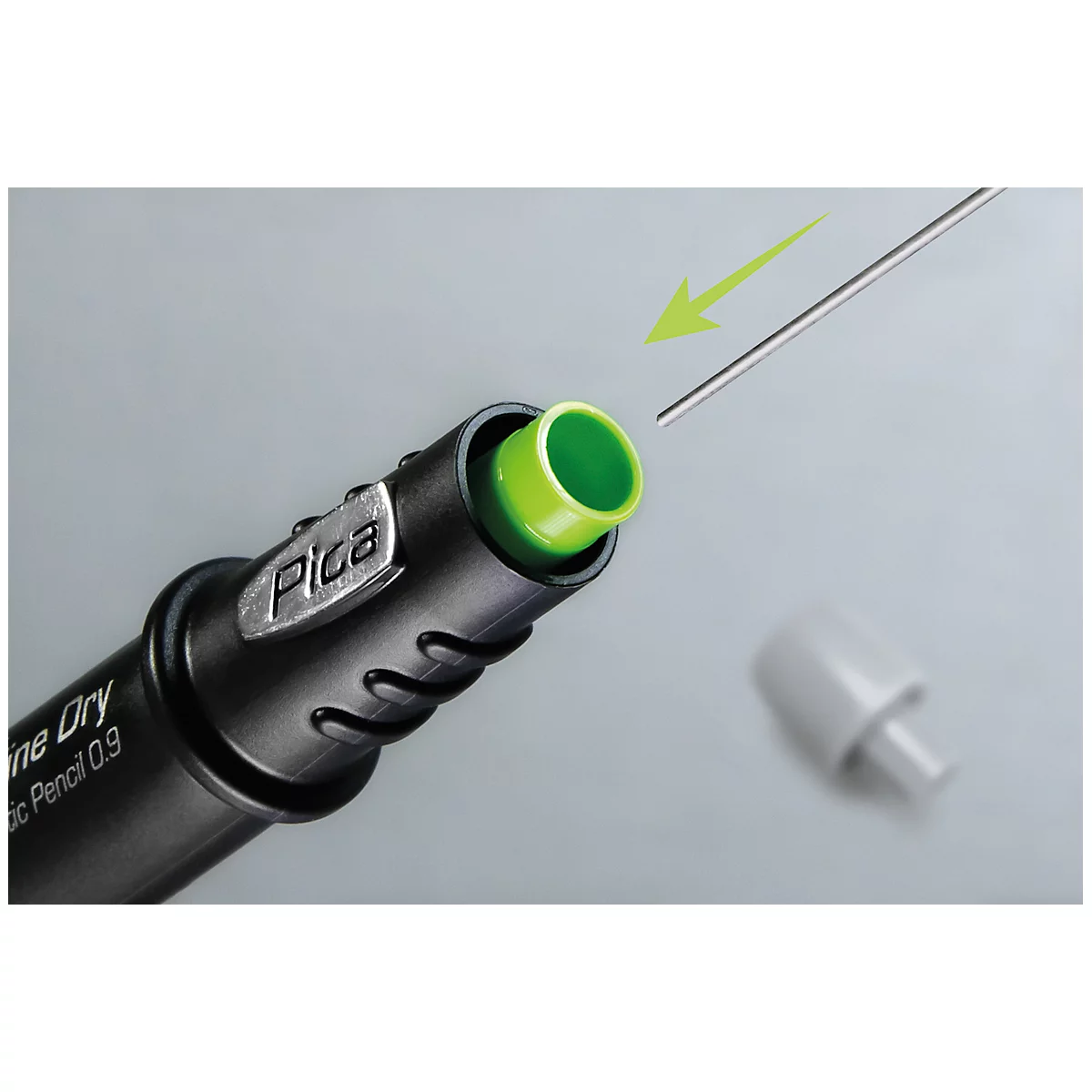 Potlood Pica Fine Dry Longlife Automatic Potlood 0.9, lood diameter 0.9 mm, automatische lood toevoer, stof / natheid bescherming, met 5 potloodjes hardheid graad HB