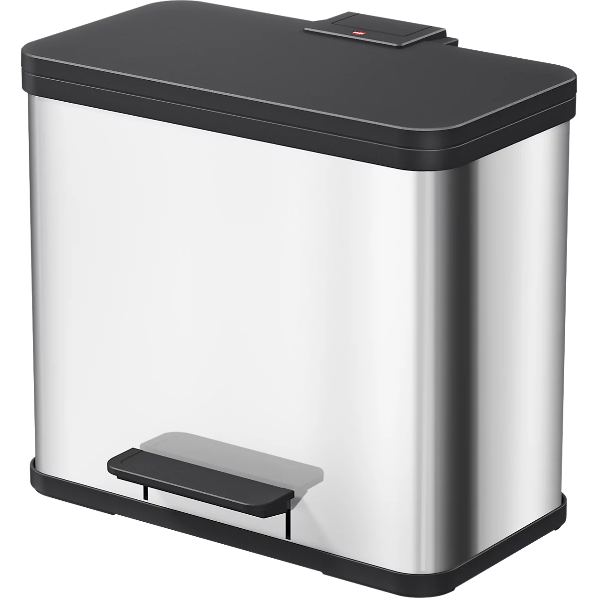 Poubelle à pédale Öko Duo Plus L Hailo, 17 + 9 L, rectangulaire, inox