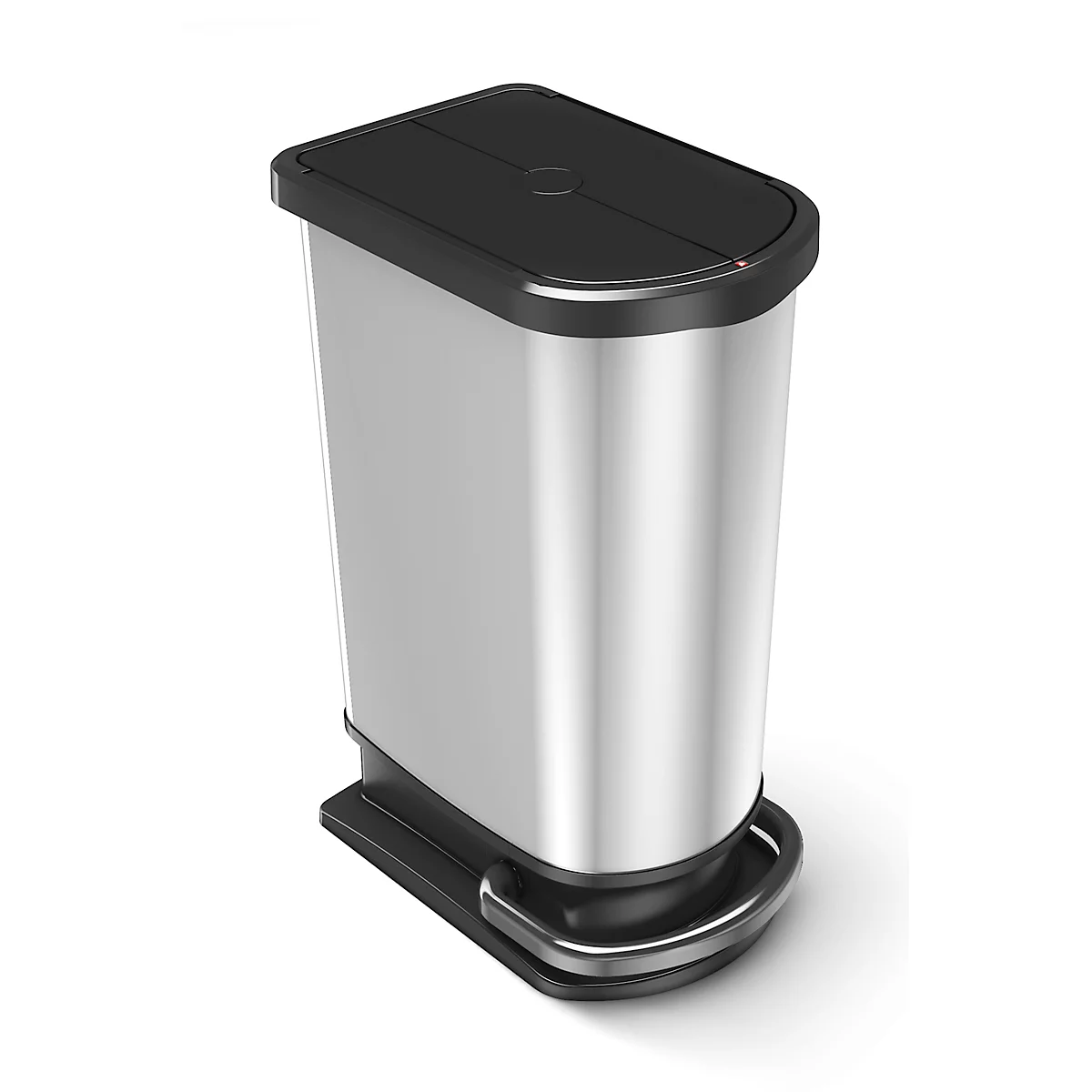 Poubelle à pédale Rotho duo PASO, 2x 25 l, ovale, anti-odeur, plastique (sans BPA), argent métallique