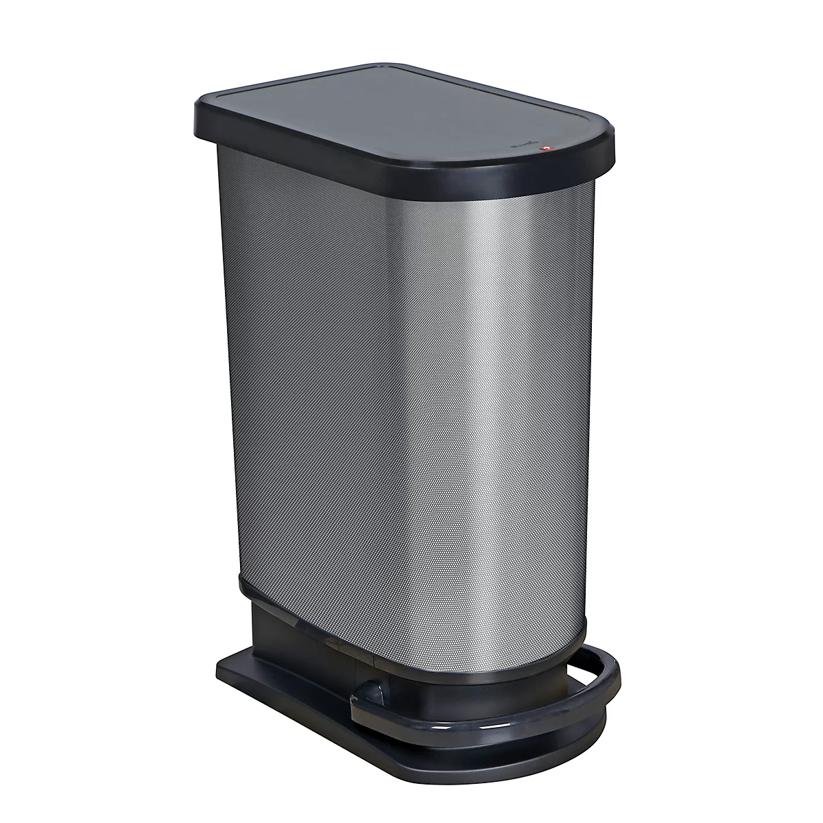 Poubelle à pédale Rotho mono PASO, 50 l, ovale, plastique, carbon metallic