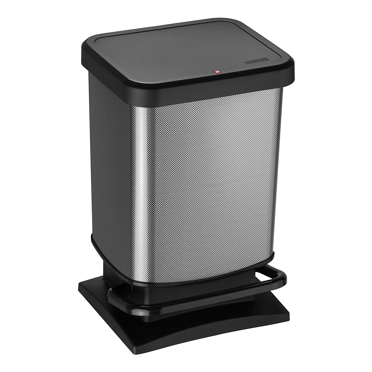 Poubelle à pédale Rotho PASO, 20 l, rectangulaire, anti-odeur, plastique (sans BPA), carbon metallic