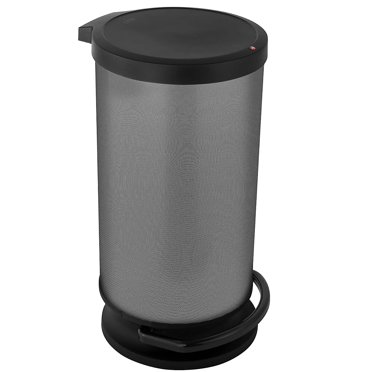 Poubelle à pédale Rotho PASO, 30 l, ronde, plastique, carbone métallisé