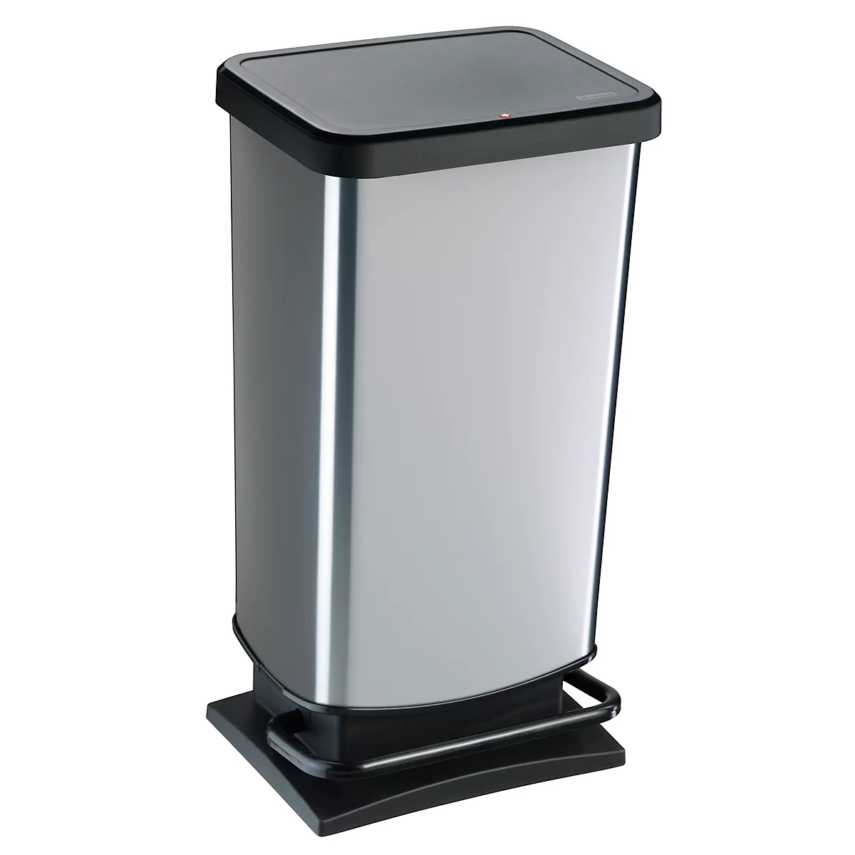 Poubelle à pédale Rotho PASO, 40 l, rectangulaire, anti-odeur, plastique (sans BPA), argent métallique