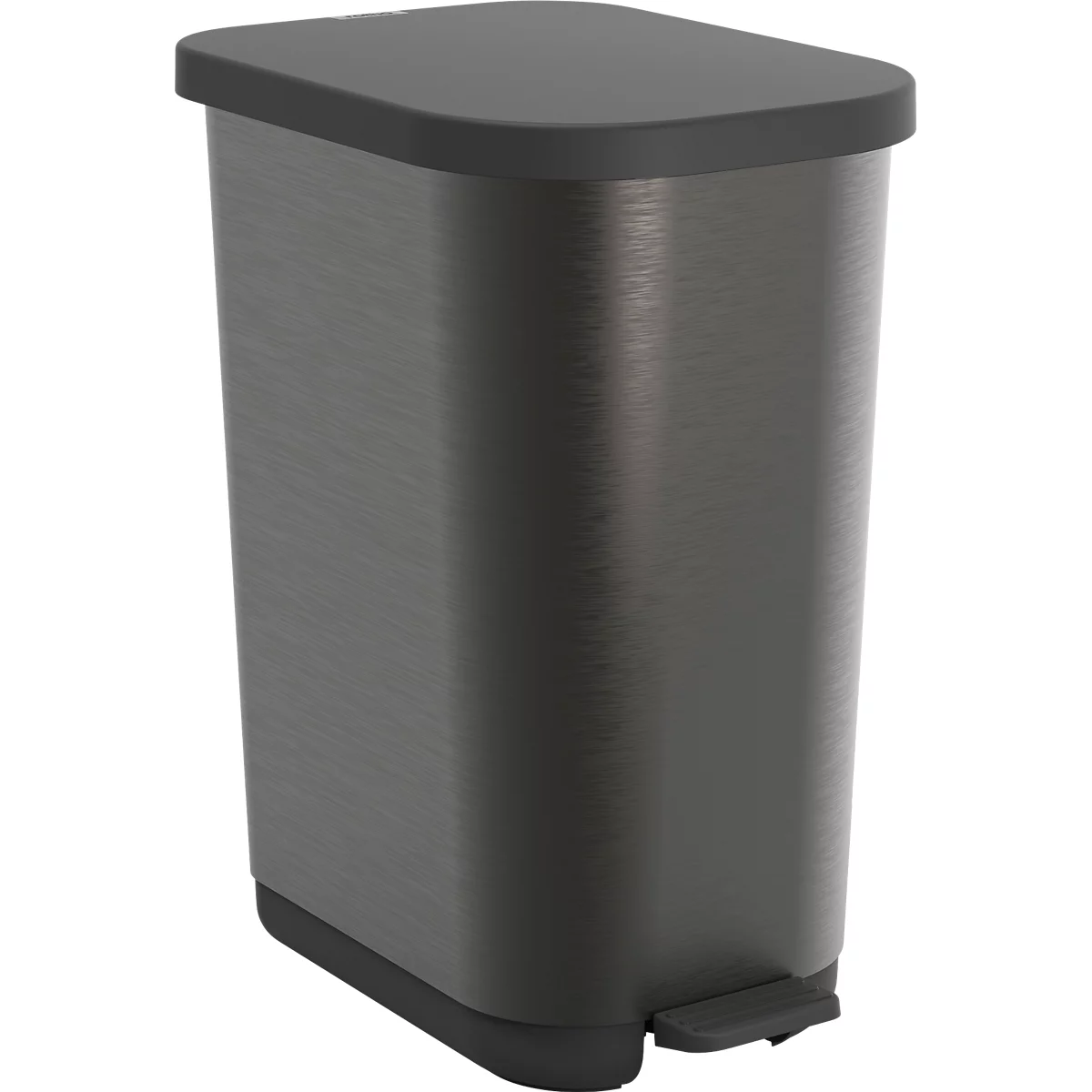 Poubelle à pédale Rotho Ribo, capacité 35 l, avec couvercle et seau intérieur, L 400 x l 285 x H 513 mm, plastique recyclé, graphite