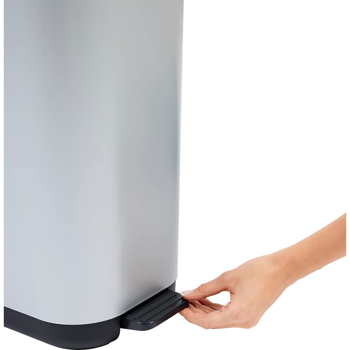 Poubelle à pédale Rotho Ribo, capacité 35 l, avec couvercle et seau intérieur, L 400 x l 285 x H 513 mm, plastique recyclé, graphite
