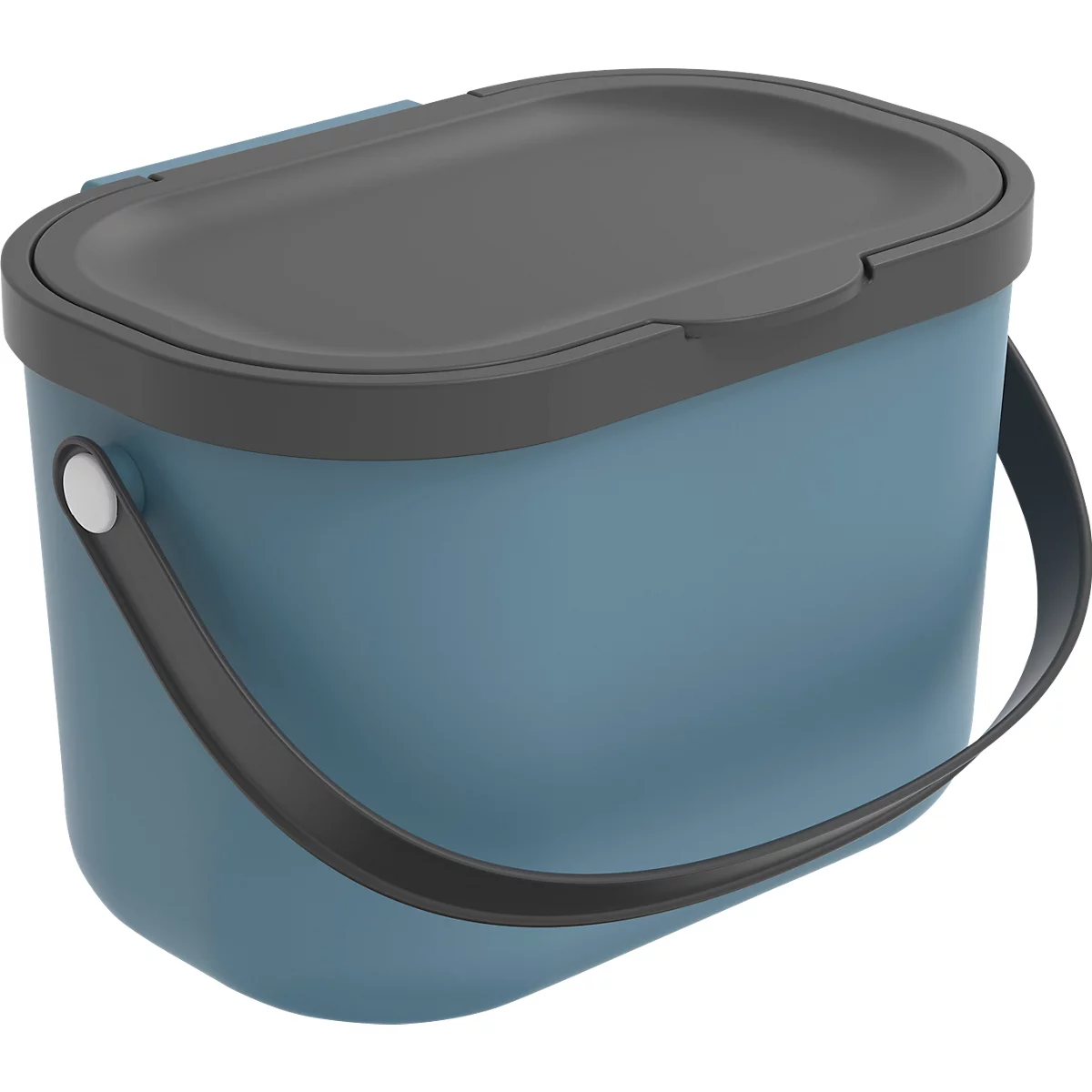 Poubelle bio ALBULA, capacité 3,2 litres, poignée en arceau, plastique recyclé, L 172 x P 222 x H 147 mm, bleu