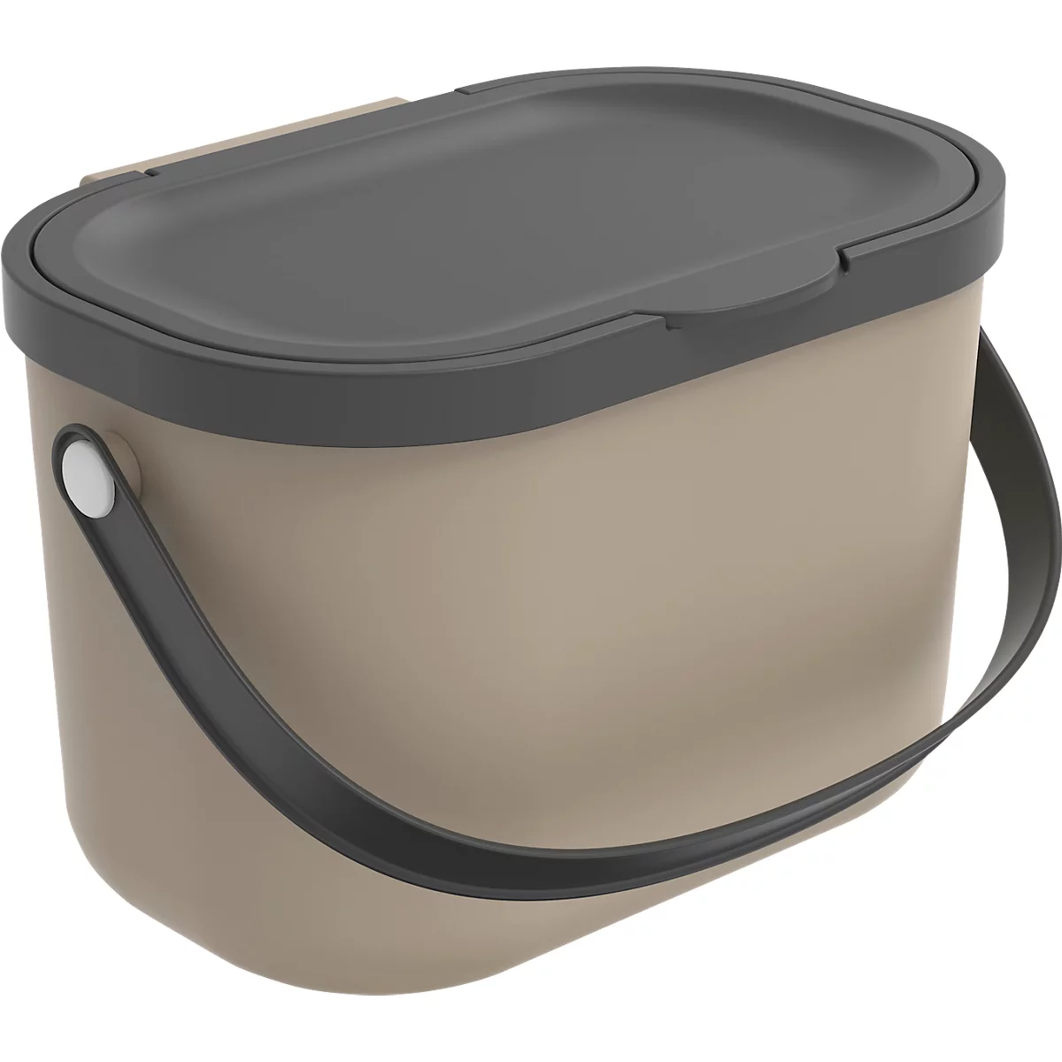 Poubelle bio ALBULA, capacité 3,2 litres, poignée en arceau, plastique recyclé, L 172 x P 222 x H 147 mm, marron