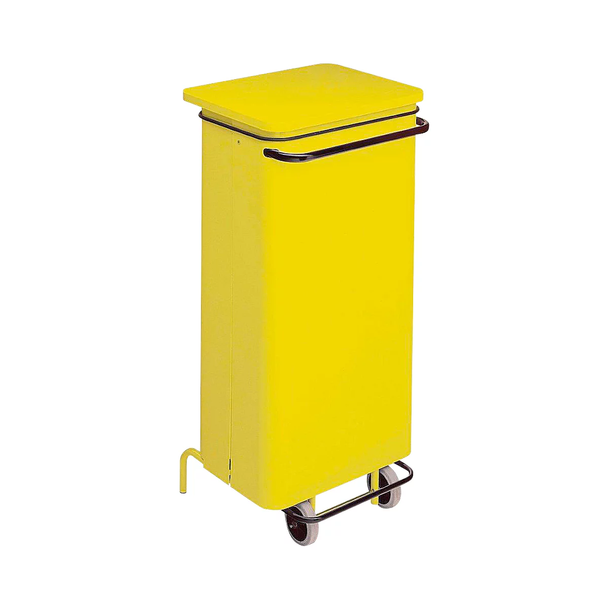 Poubelle avec pédale, pour sac de 70 litres, jaune