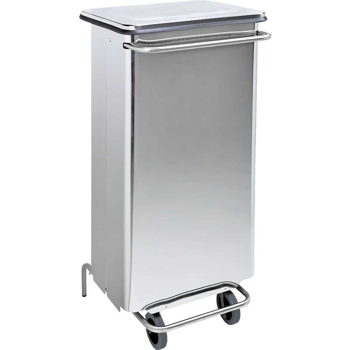Poubelle Continox, inox, 2 roues en caoutchouc, avec pédale, 110 L