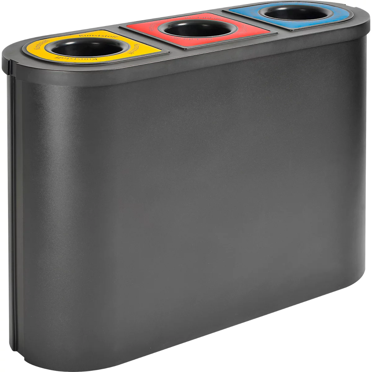 Poubelle de tri sélectif Triomf Vepa Bins - HDPE - L 1100 x P 385 x H 755 mm - 3 bacs de 45 l - noir