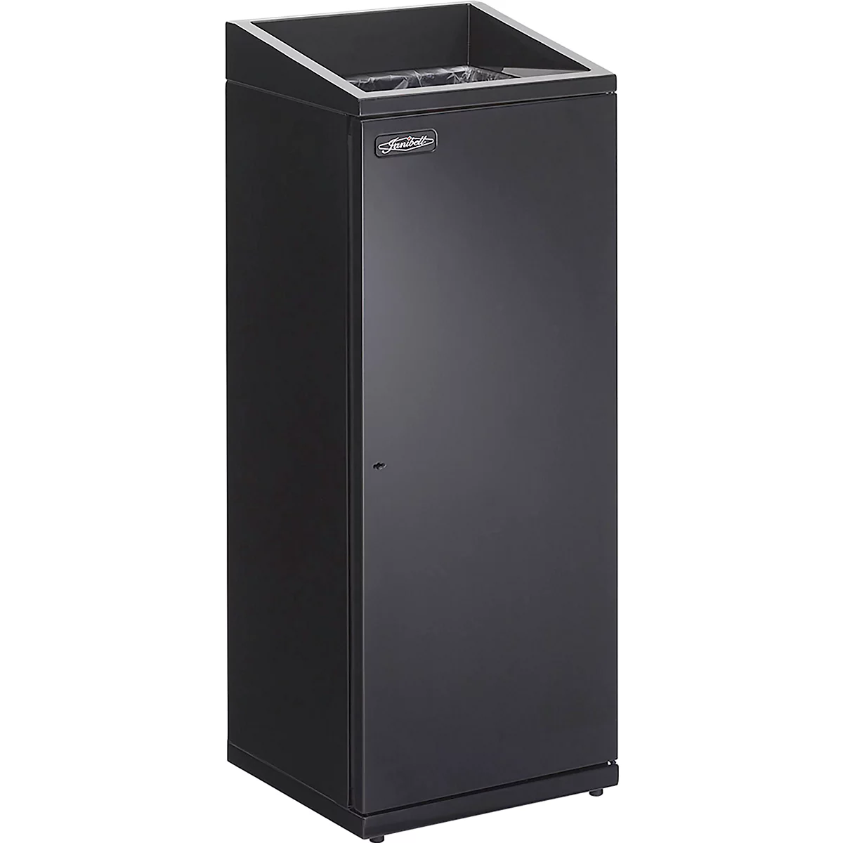 Poubelle Janibell TT330, capacité 75,7 l, rectangulaire, pieds en caoutchouc, L 323 x l 357 x H 913 mm, acier, noir