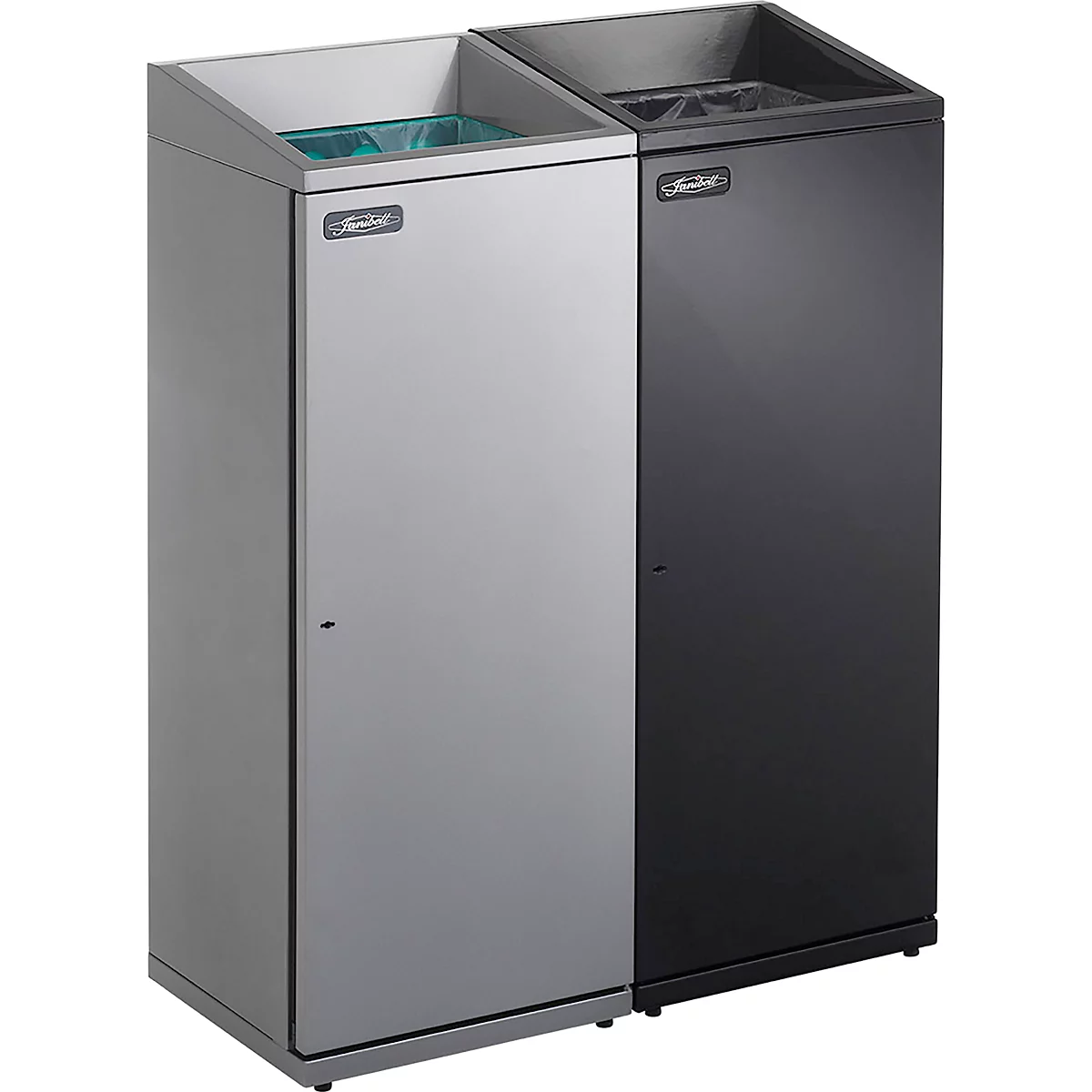 Poubelle Janibell TT330, capacité 75,7 l, rectangulaire, pieds en caoutchouc, L 323 x l 357 x H 913 mm, acier, noir